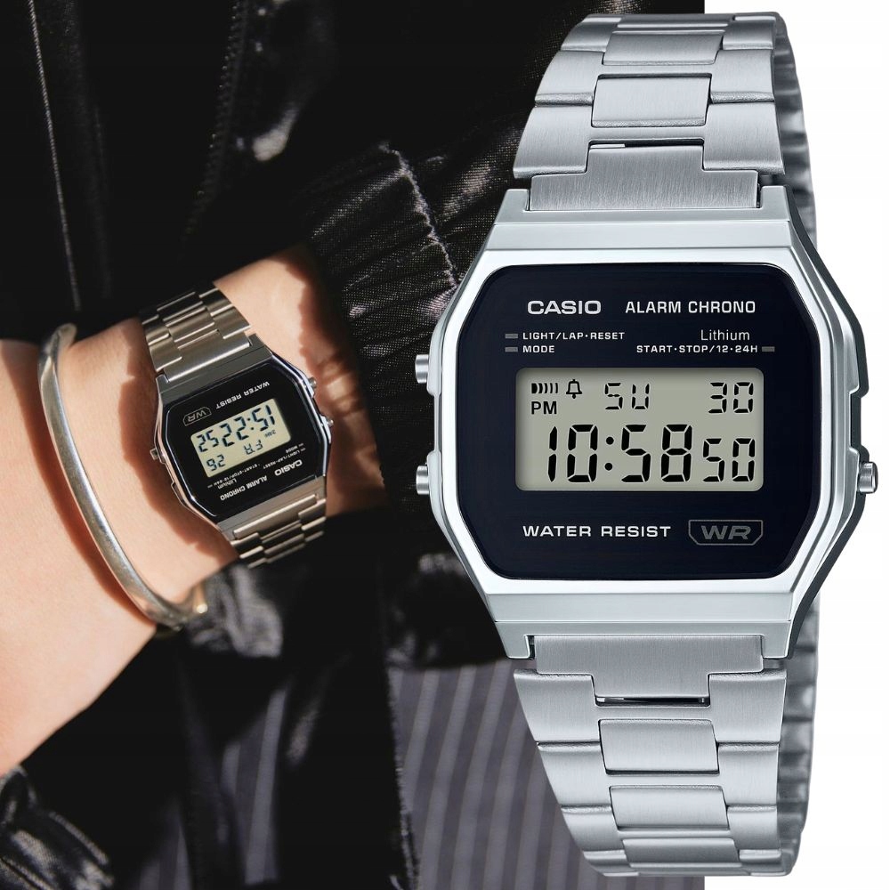 pánské hodinky Casio A158WEA-1EF stříbrné na tahu