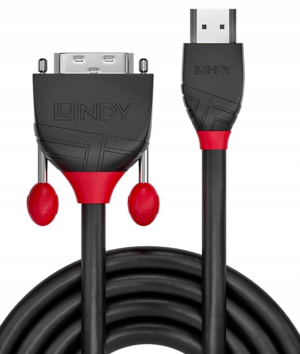 Kabel HDMI DVI-D Single Link 1m Lindy 36271 Złącza DVI - mini HDMI