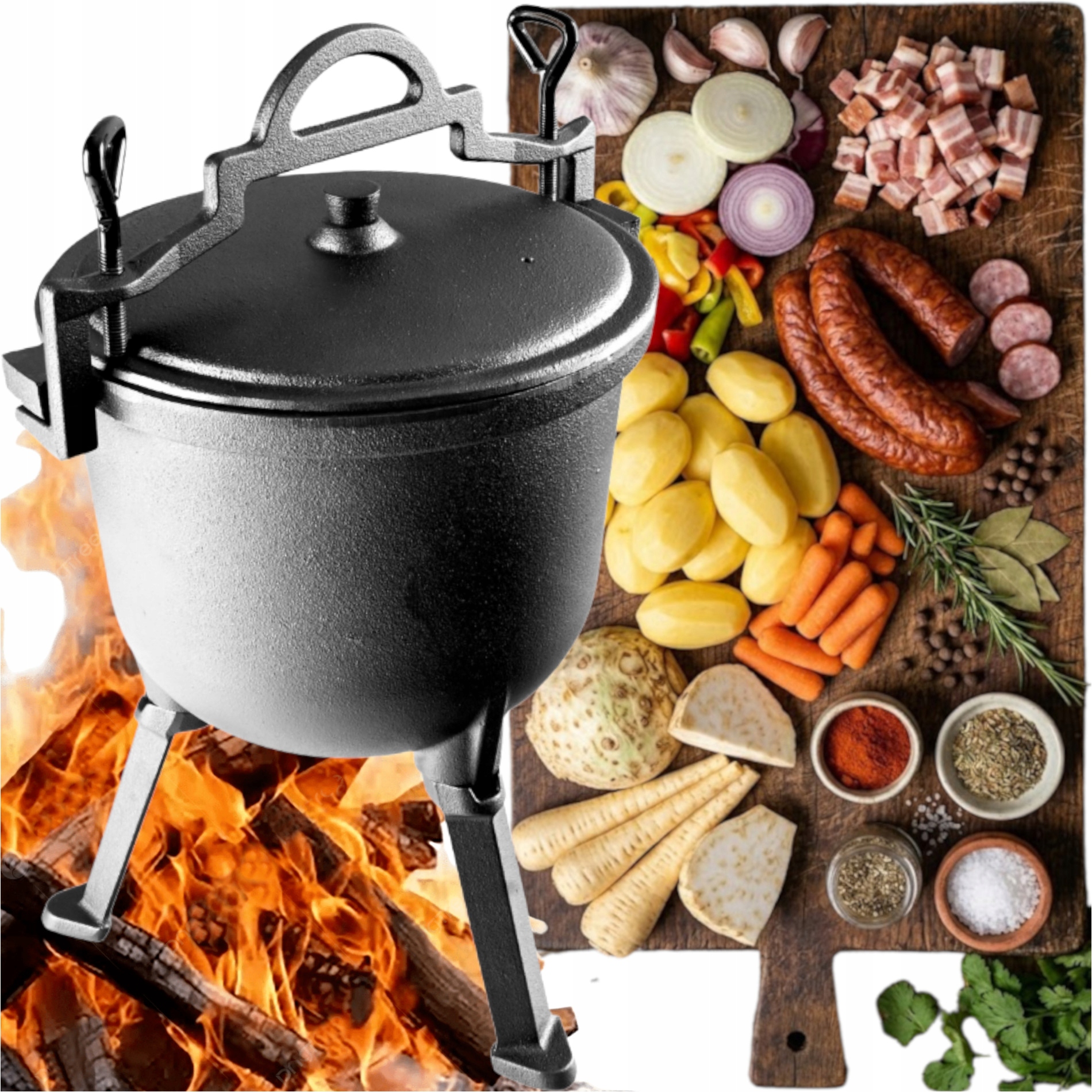 Litinová Mísa Na Ohniště Lovecký Kotlík Pečeně Pražené Z Ohně