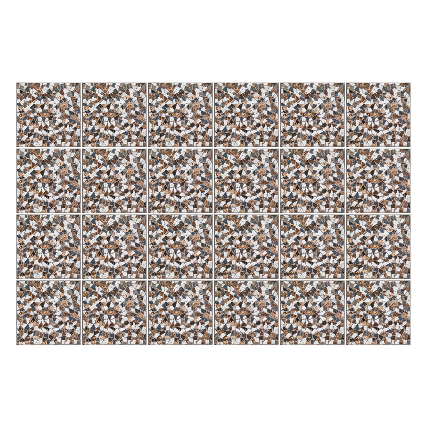 Sada samolepek na dlaždice Geometrické motivy v mozaice 24 ks 20 x 20 cm