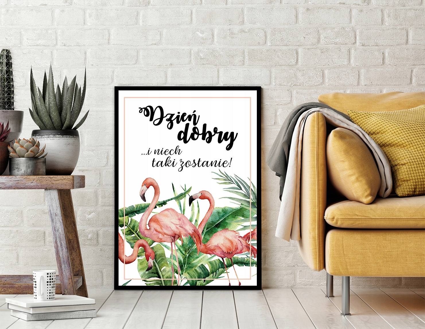OBRAZ PLAKAT W RAMIE 43x33 cm Flamingi P706 Wysokość produktu 43 cm