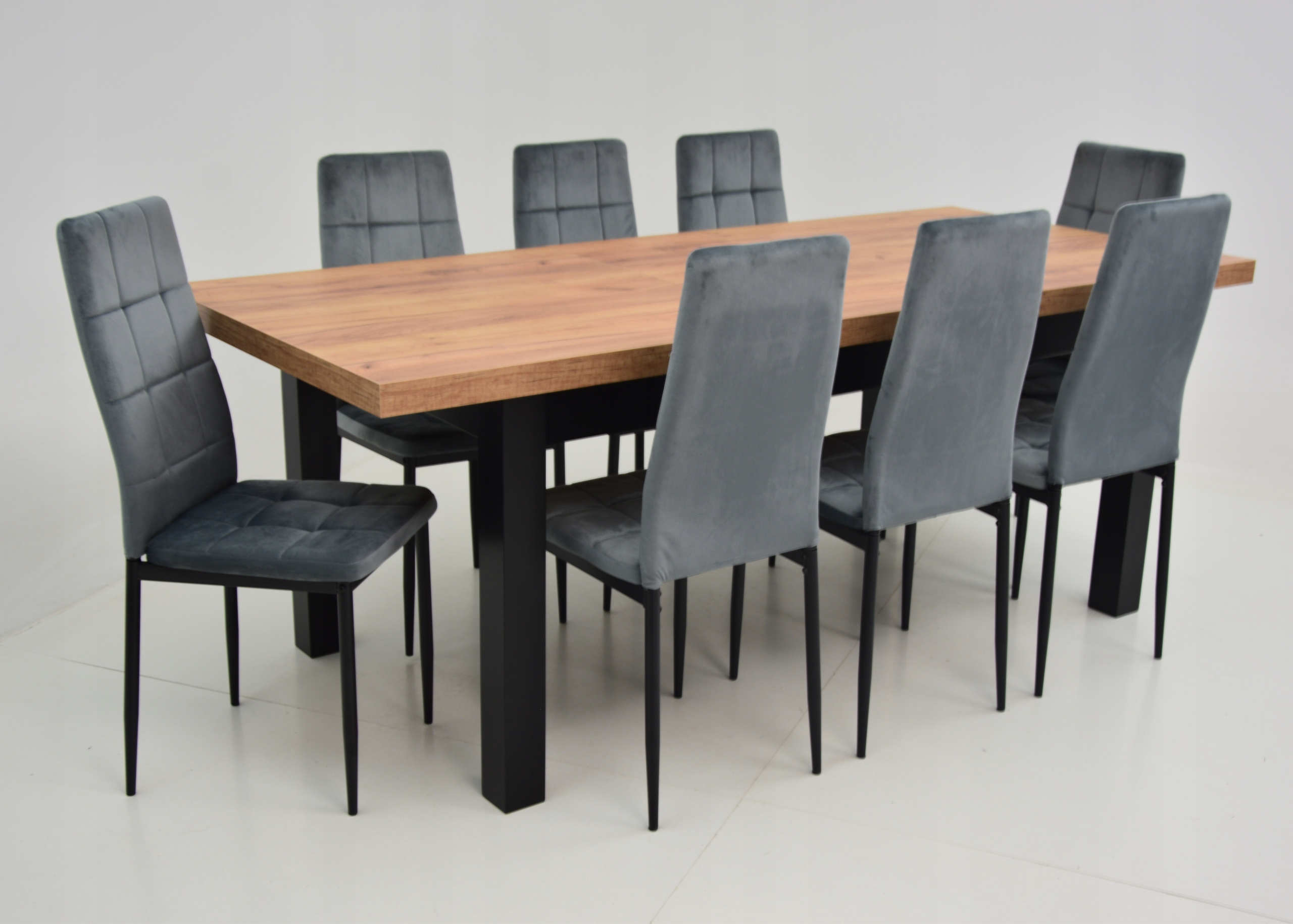 Zestaw stół rozkładany 90x160/210 cm + 8 krzeseł tapicerowanych KOLORY Marka Violento