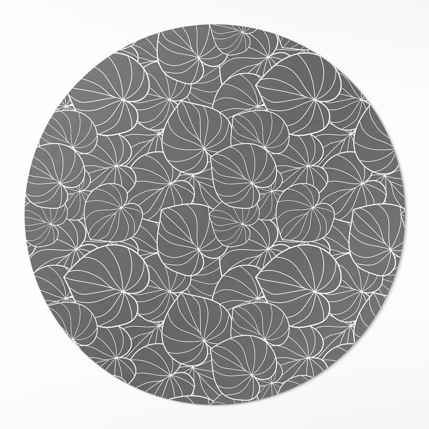 Okrúhly vinylový koberec do kancelárie Rozmer ⌀ 90 cm lineárne listy dizajn boho