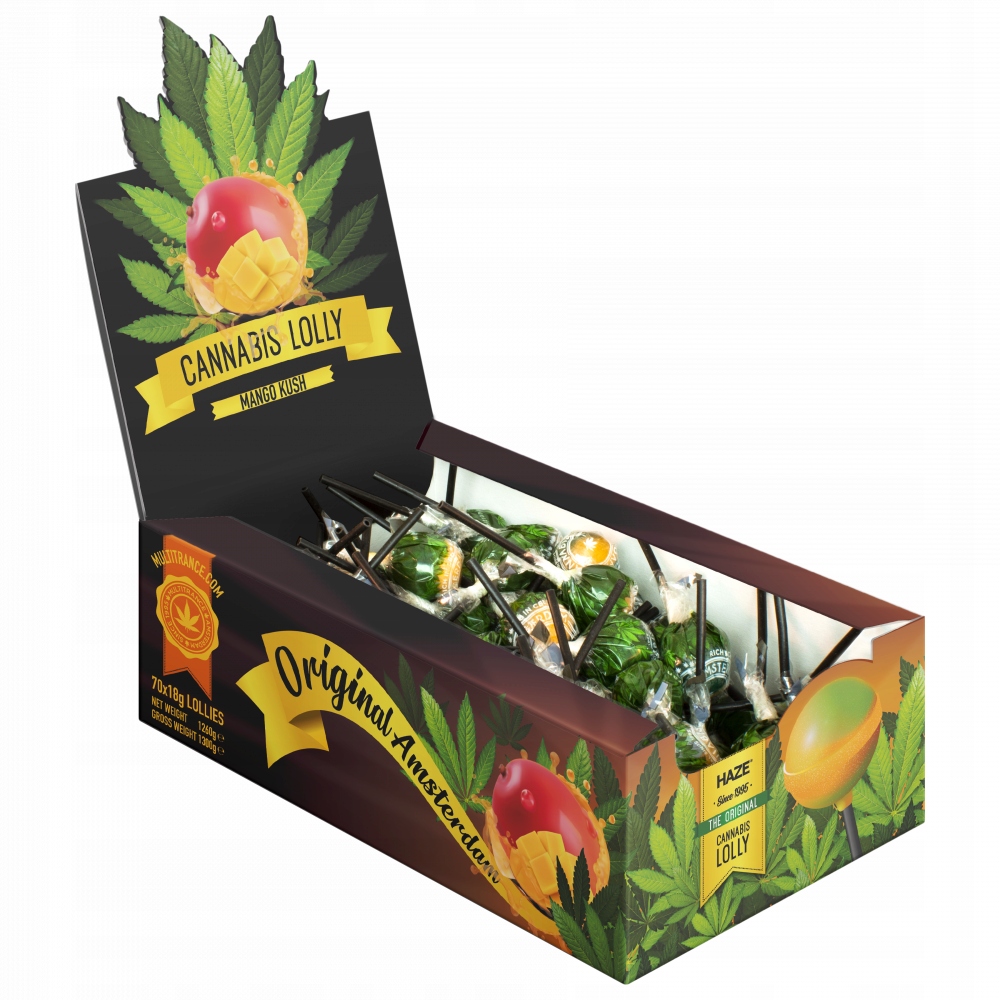 Levně Cannabis Mango Kush Lollies konopná Lízátka Display Box 70 lízátek ), 1