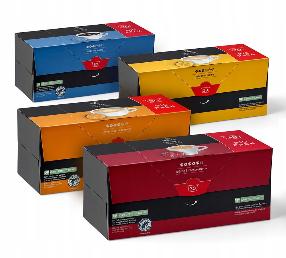 Kawa kapsułki Tchibo Cafissimo zestaw 4 x 30 kaps.