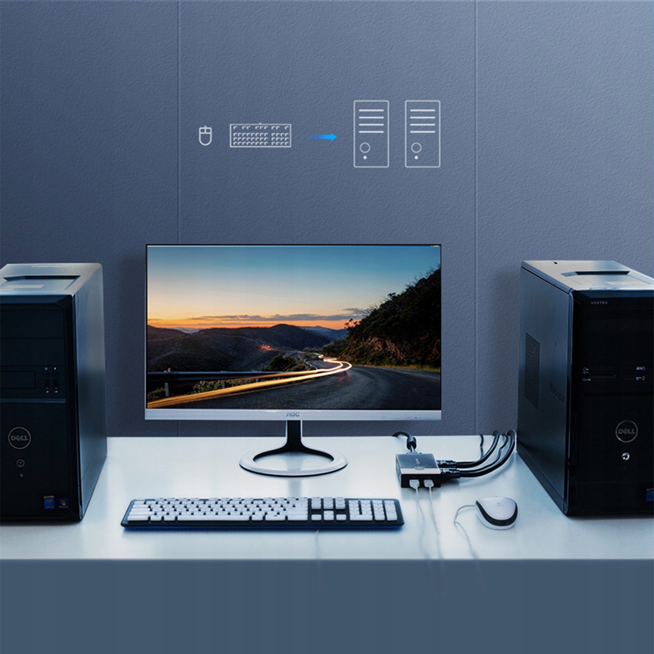 UGREEN PRZEŁĄCZNIK SWITCH HUB ROZDZIELACZ VIDEO KVM 2X VGA DO VGA USB-B 2.0 Kod producenta UGR310BLK