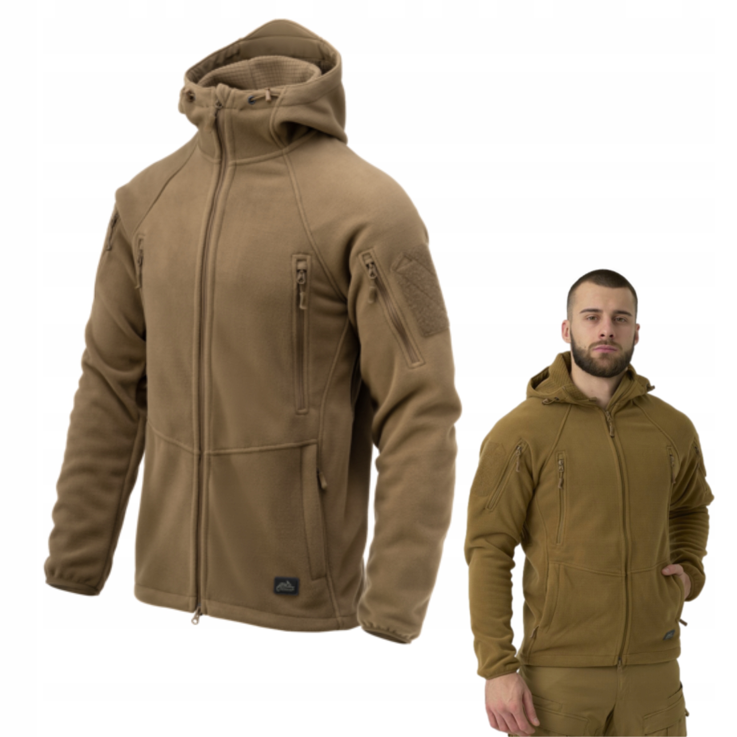 Pánská Mikina S Kapucí Fleecová Mikina Rozepínací Helikon Patriot MK2 Coyote L