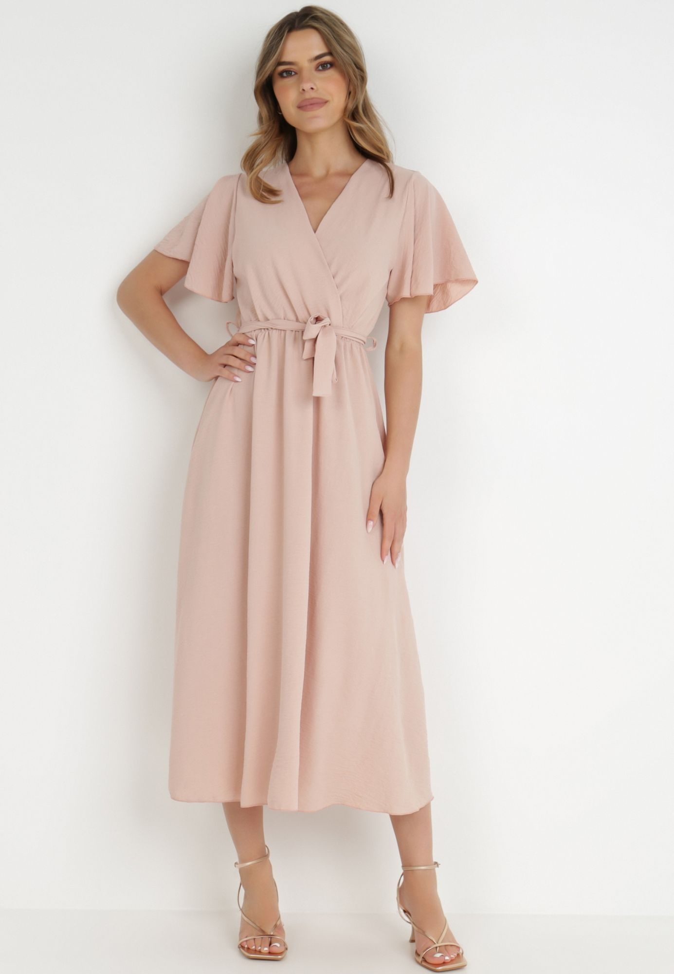 

Born2Be Różowa Sukienka damska S/m Z gumką w talii