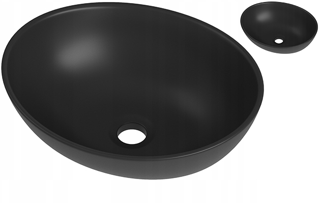 Keramická Umývadlová Doska Okrúhla Čierna Kúpeľňová 41x33 cm Astro