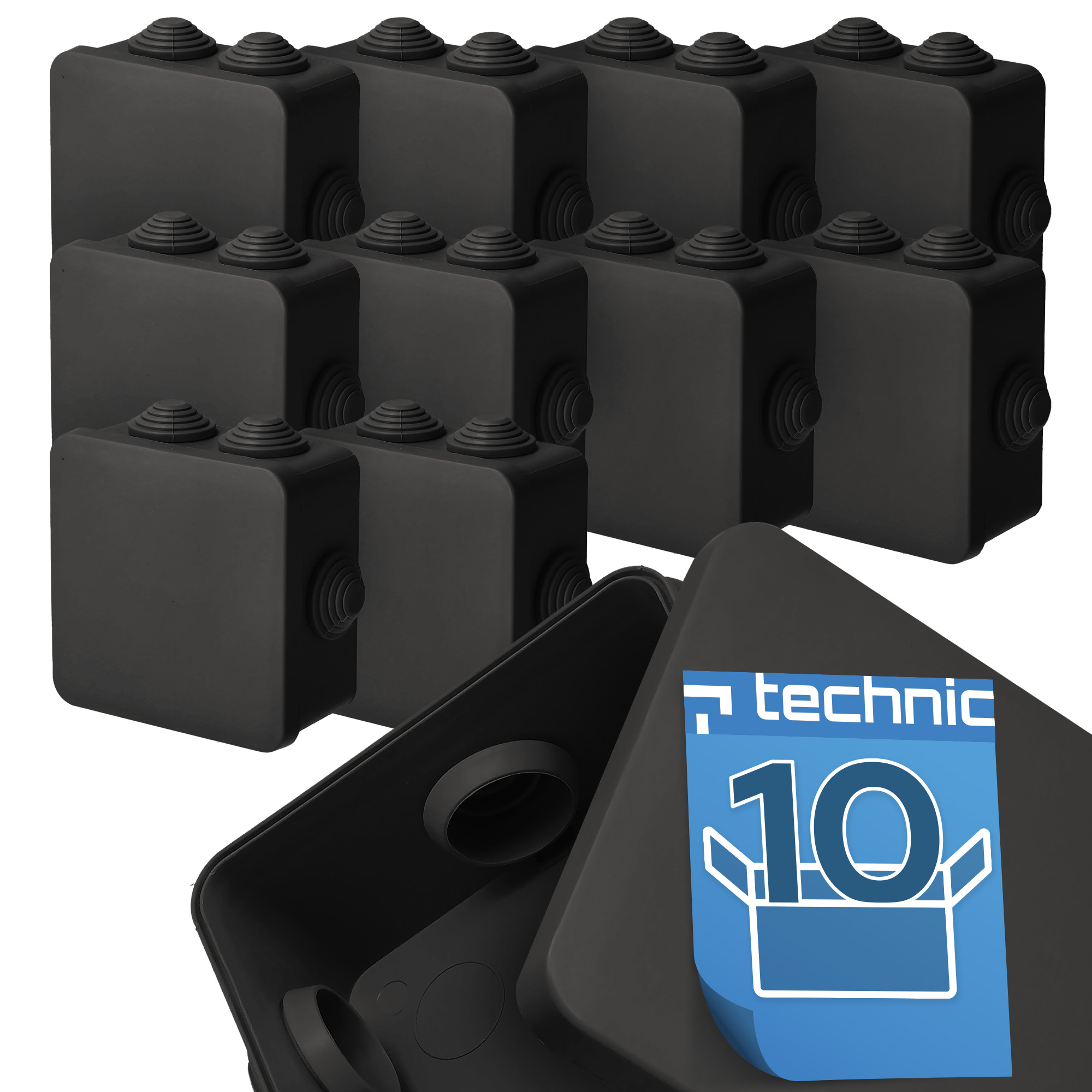10 x Edo Technic Hermetická dóza na omítku IP44 109x109х57 Černá