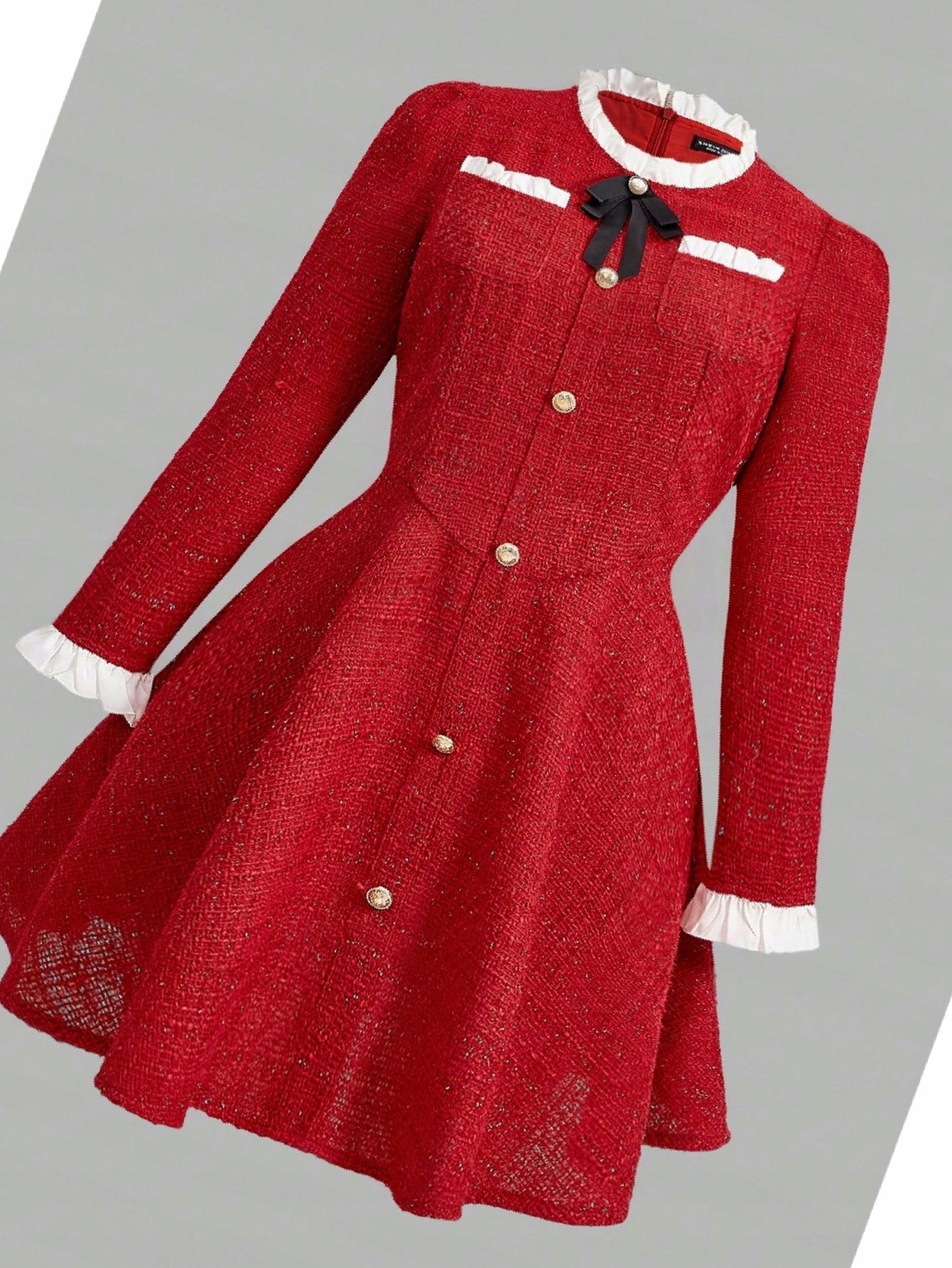 Šaty Retro Tweedová Východová Červená Prošívaná 5XL 50