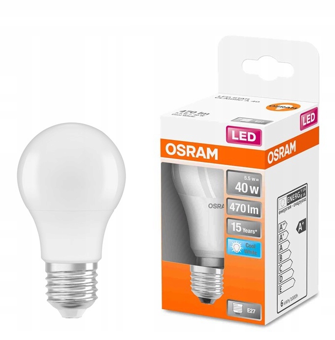 

Żarówka Led 5,5W=40W E27 Osram 4000K biała