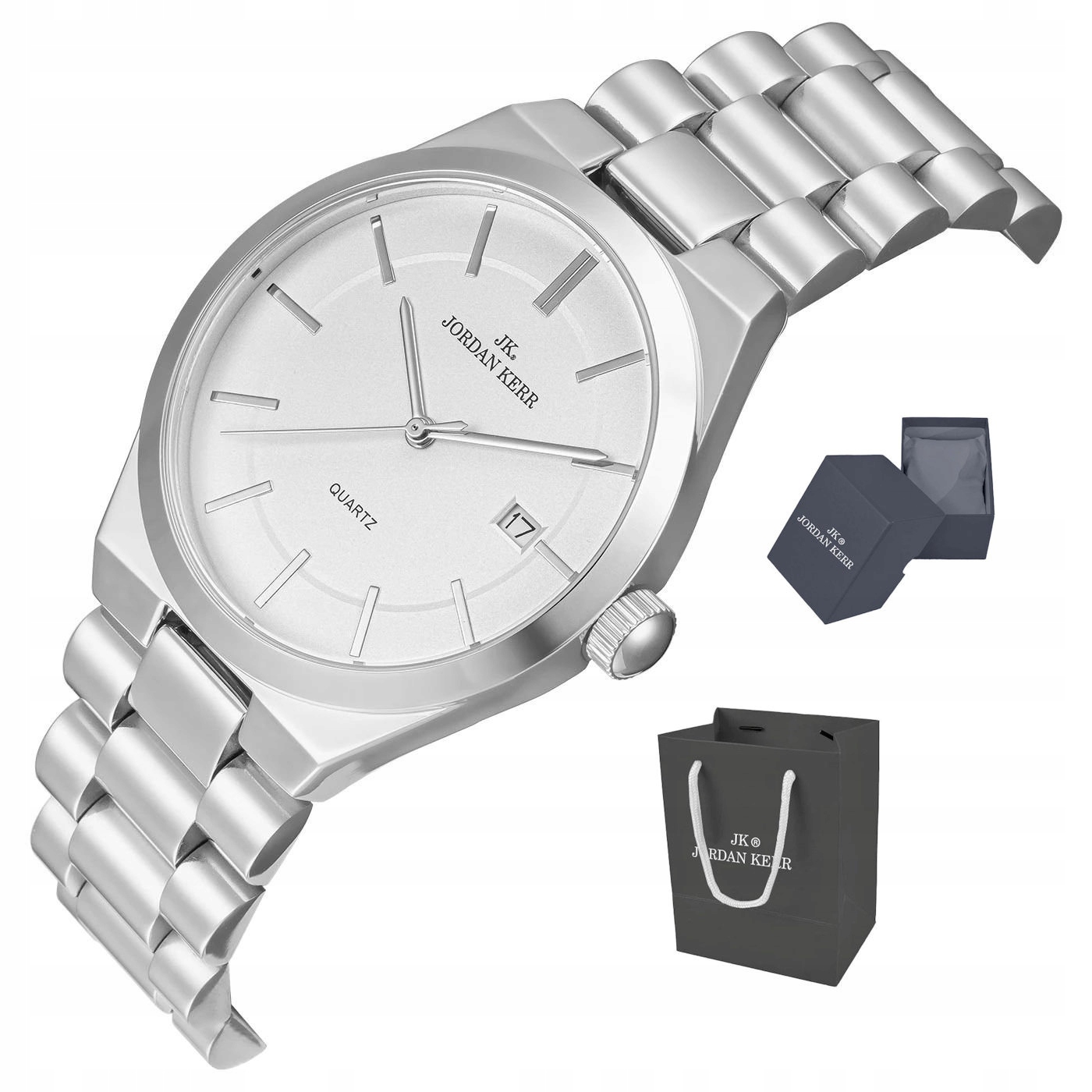 Pánské Klasické Stříbrné Hodinky Jordan Kerr S Datumovkou P9012 40 mm