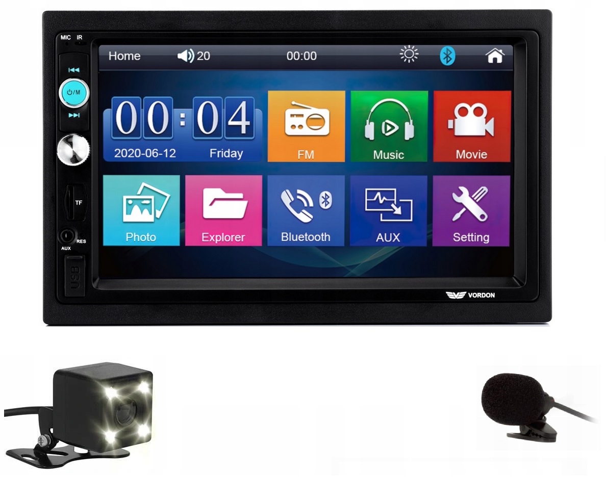 2DIN Bluetooth LCD rádio MP5 cúvacia kamera Vordon HT-852