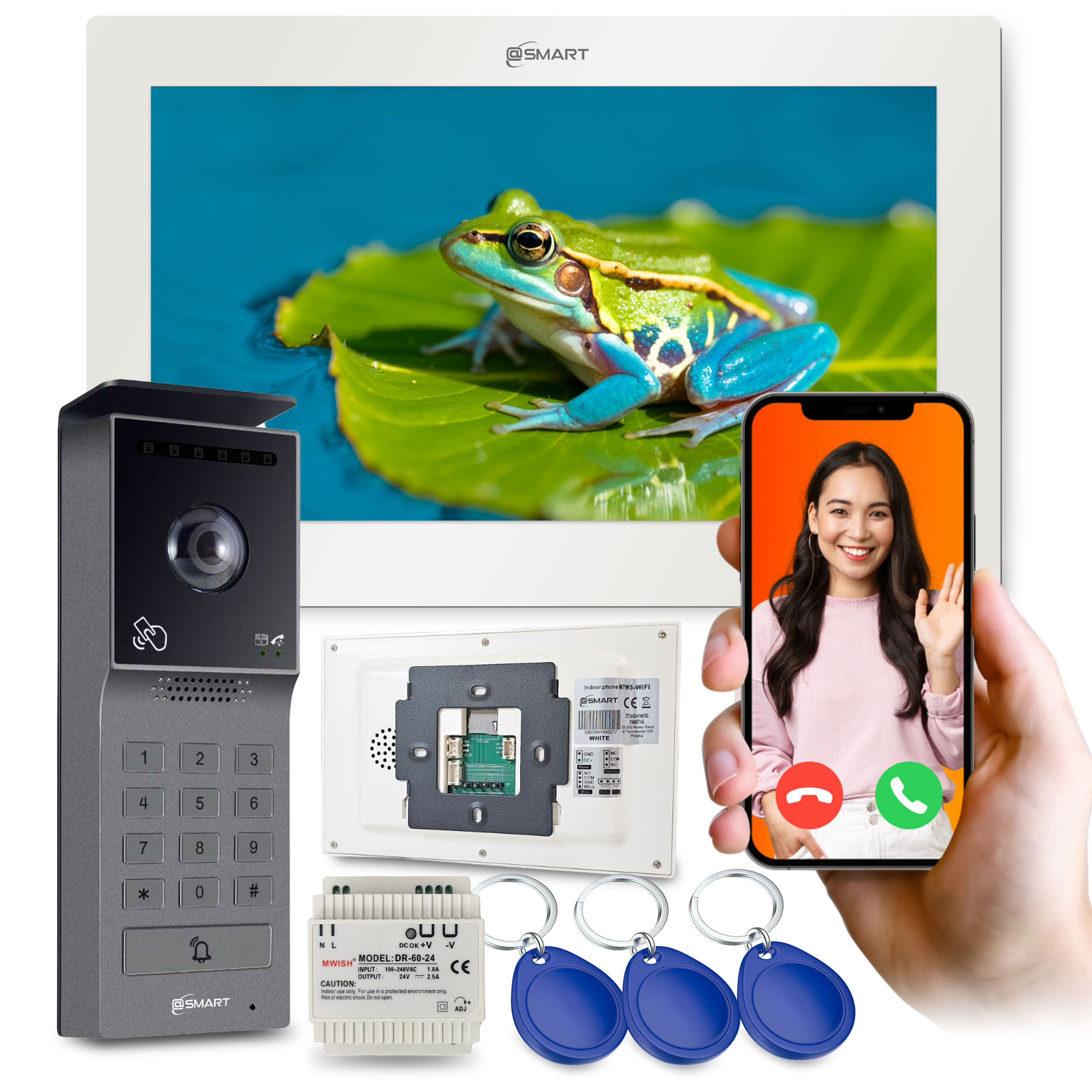 Videovrátnik Wifi 7" Tuya 2 žily brána kód aplikácia Full Hd Din foto