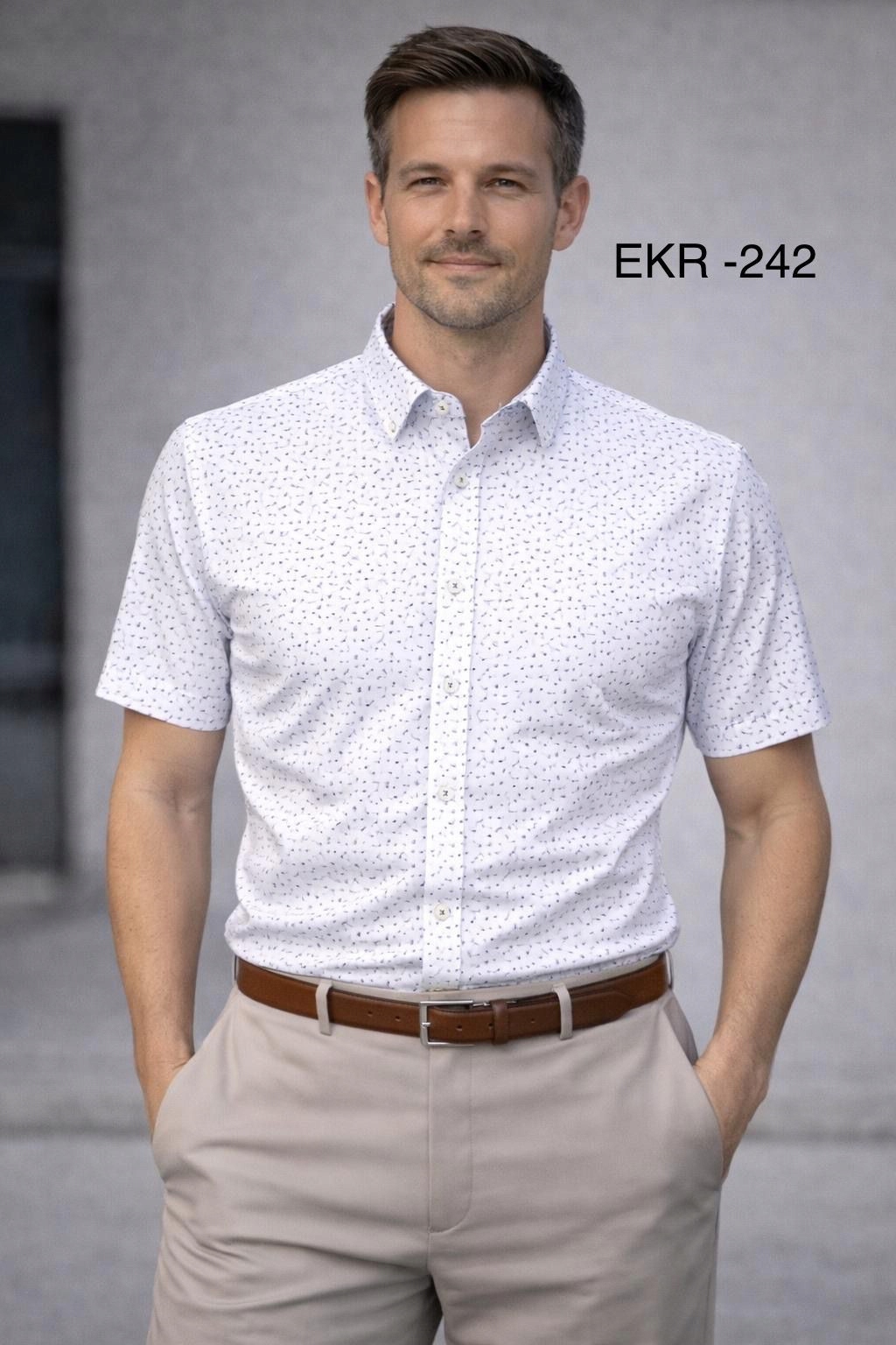 Ego Man košile pánská EKR-242 krátký rukáv regular fit L bílá
