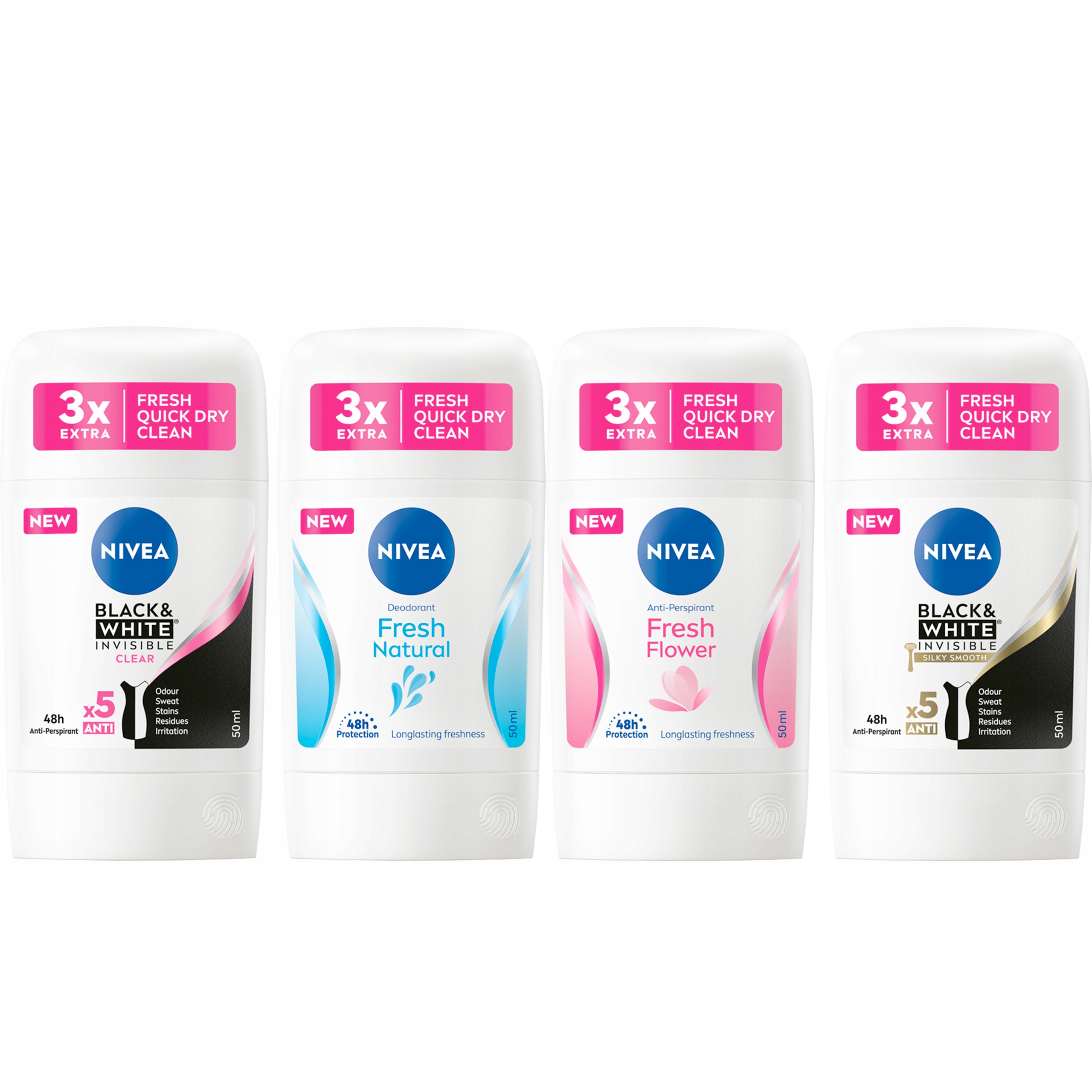 

Nivea Antyperspiranty w sztyfcie damskie mix *4