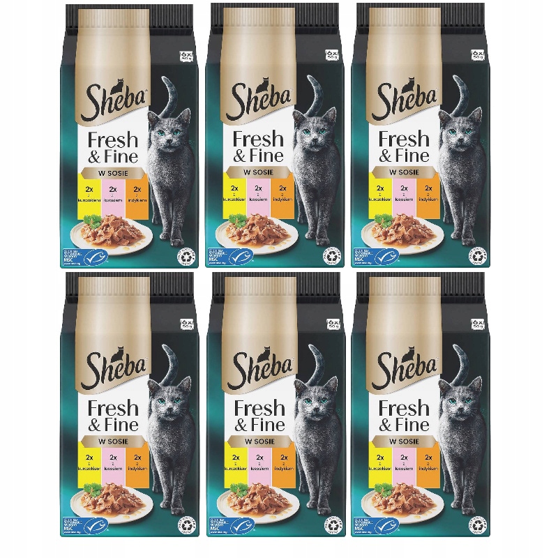 Levně Sheba Mini v omáčce s kuřecím masem, lososem a krůtím masem – sáčky 36 x 50 g