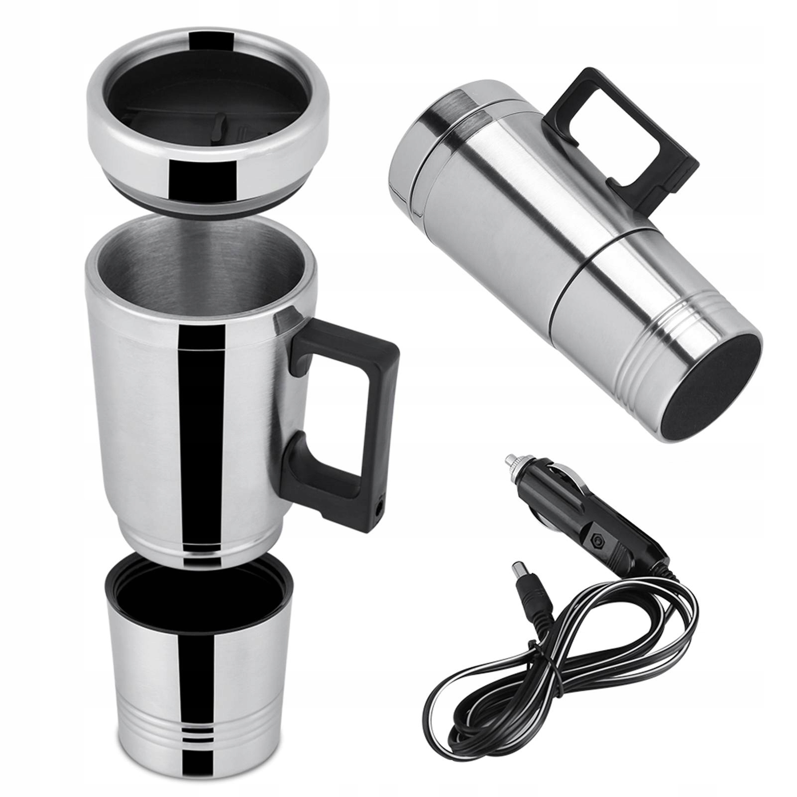 Kubek Termiczny Podgrzewany Do Samochodu Stal Nierdzewna 300ML 24V