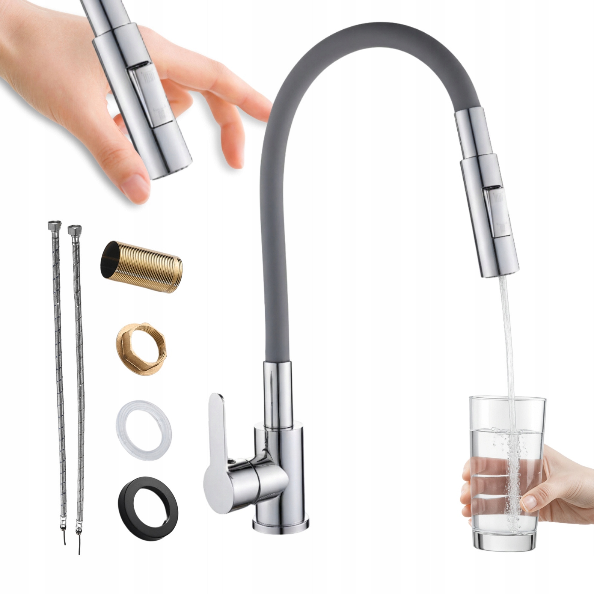 Kuchynská batéria Chrom Flexibilná Šedá výtoková Reno