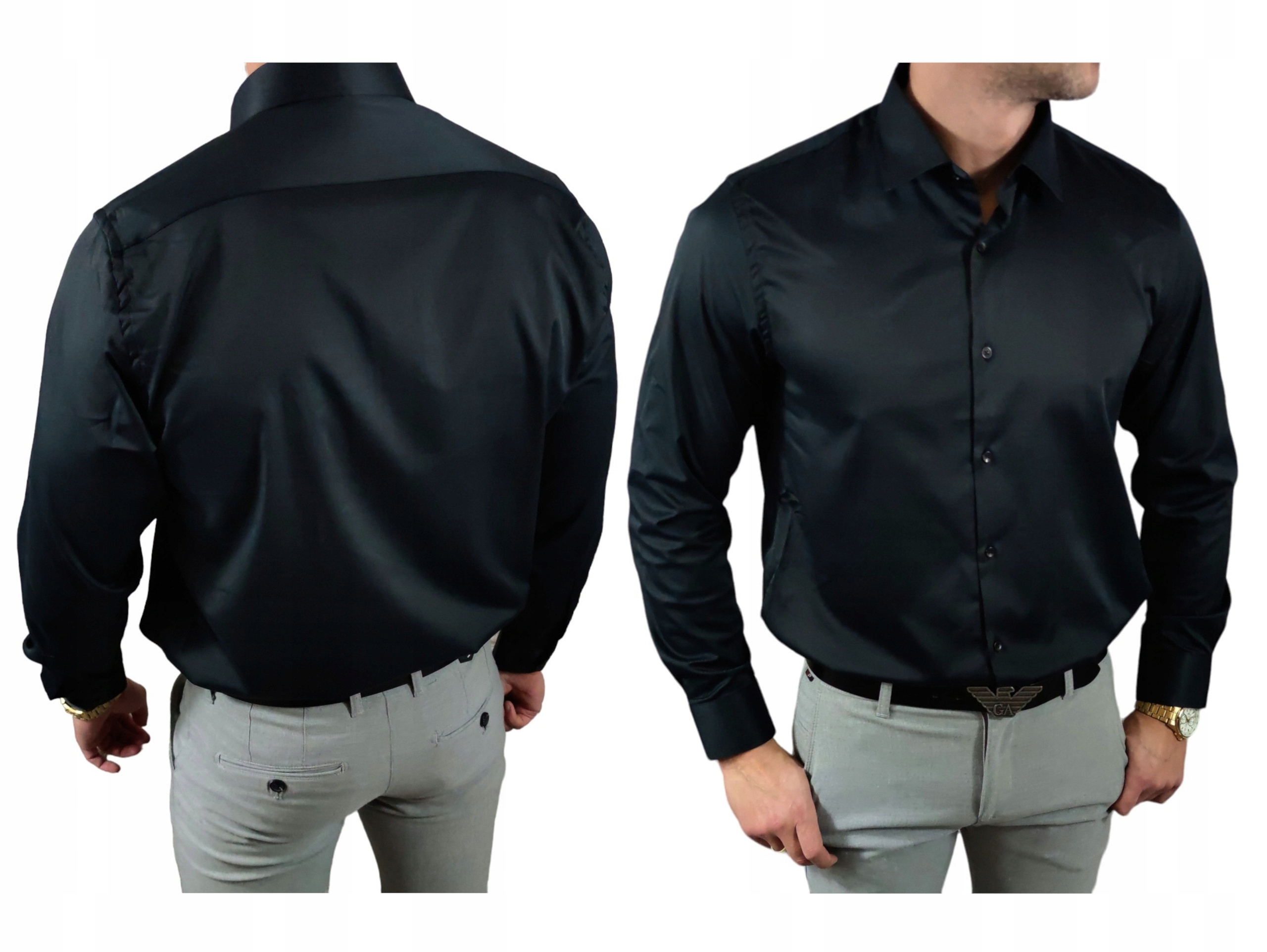 Velká elegantní pánská košile hladká černá klasická 6XL 53/54