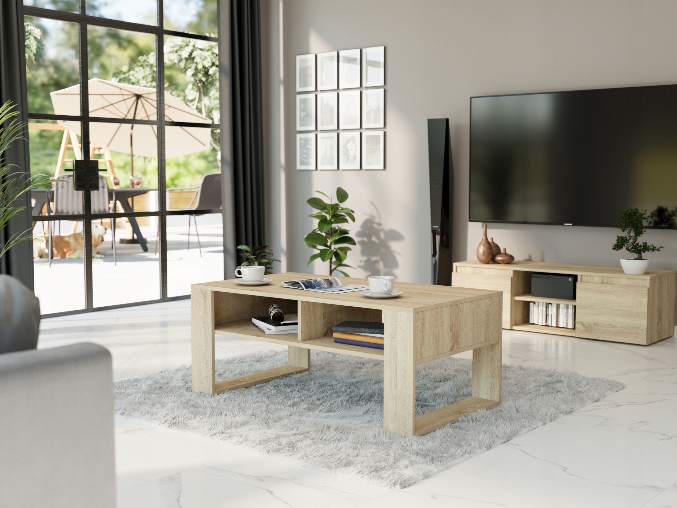 Meble Stolik kawowy ława półka 90x58x55cm produkt polski A-6 SONOMA