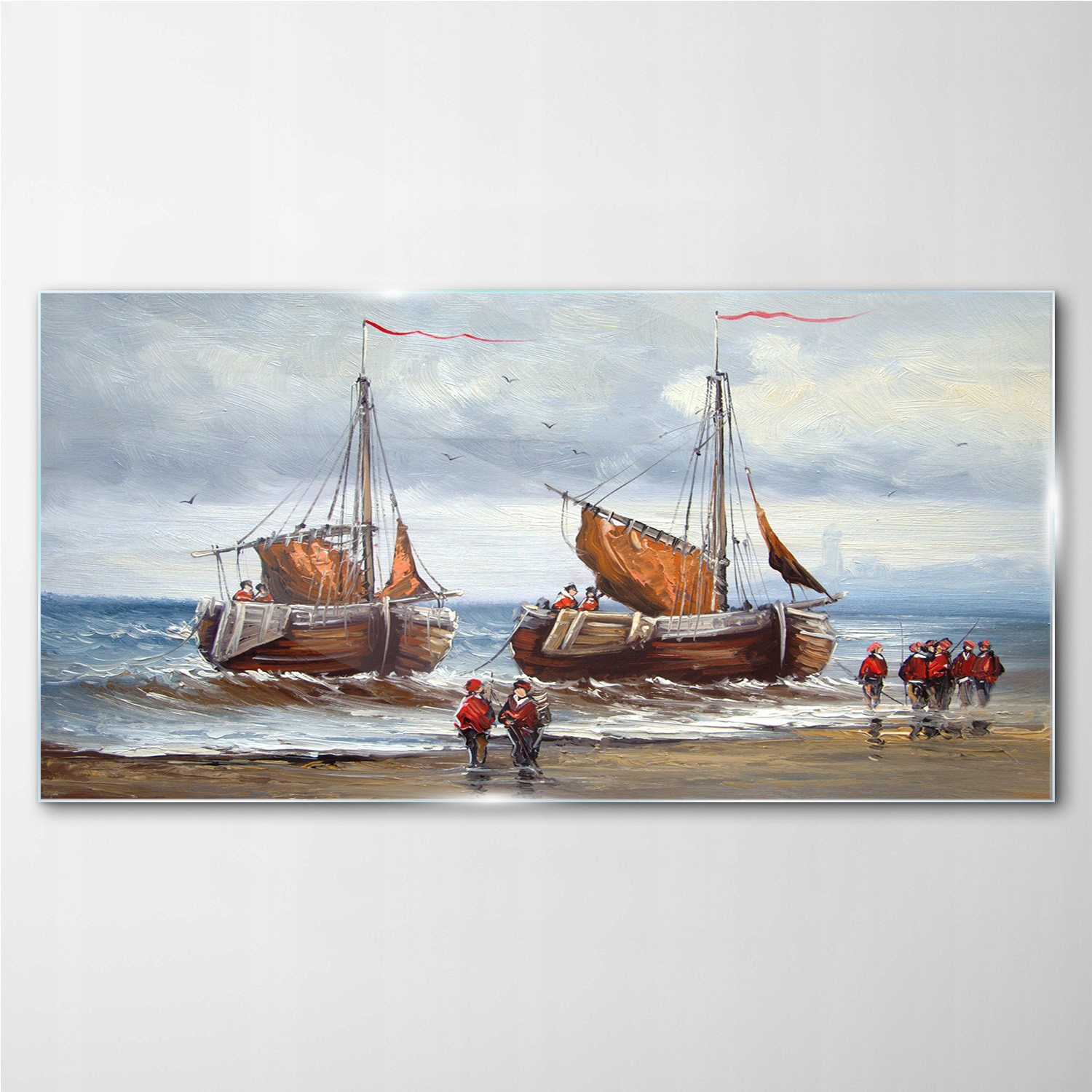 

Obraz szklany Morze statek chmury żołnierze 140x70