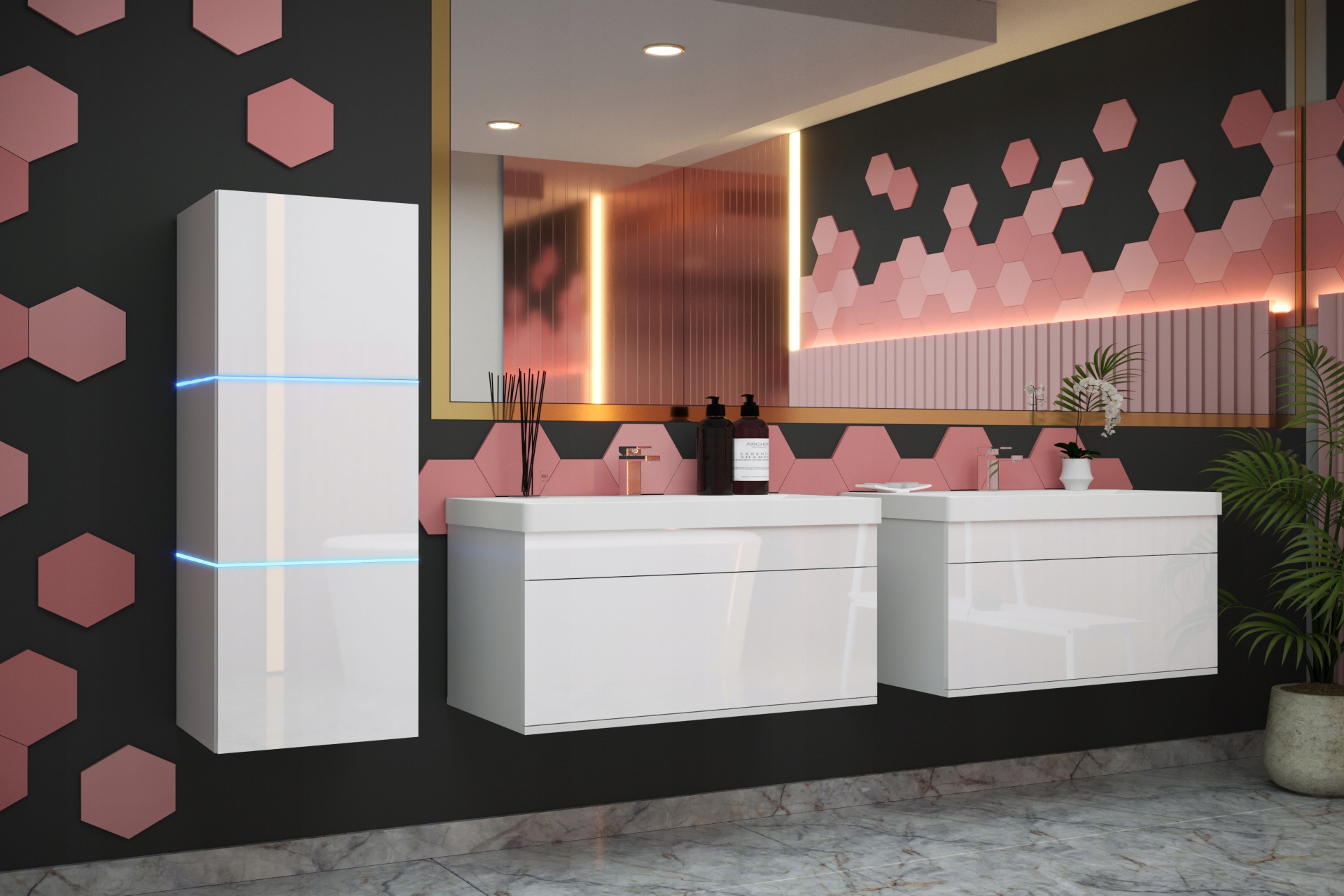 UMYWALKA Meble łazienkowe Lustro Szafki Zestaw mebli łazienkowych 80 Laluna