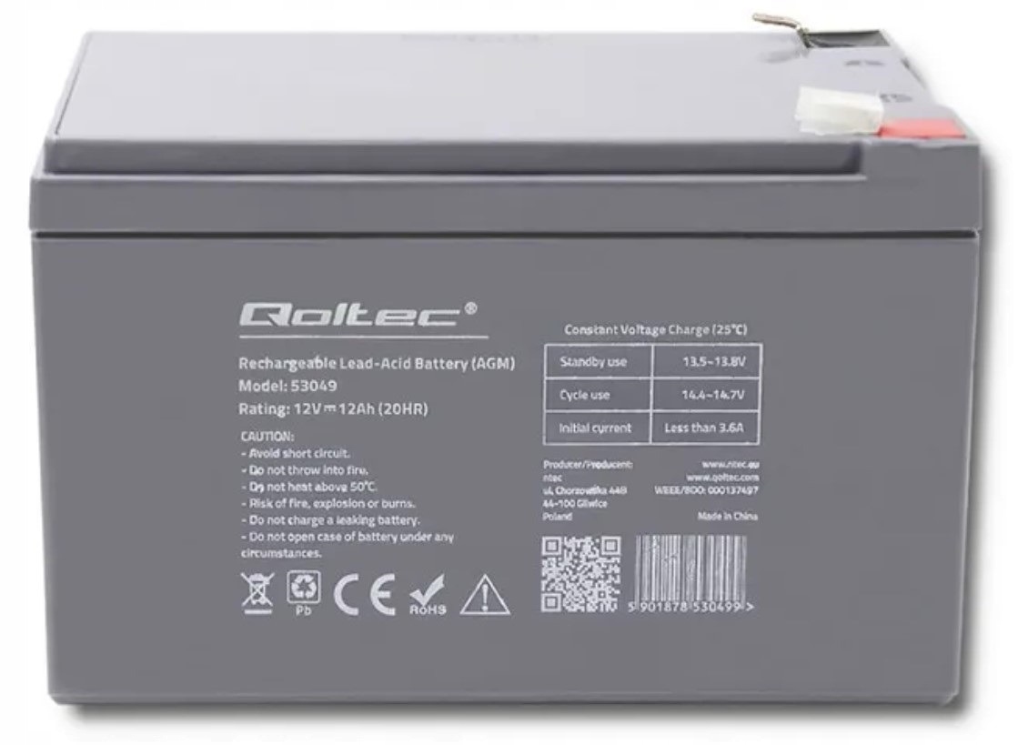 акумулятор QOLTEC 53049 12AH 12V kod producenta 53049