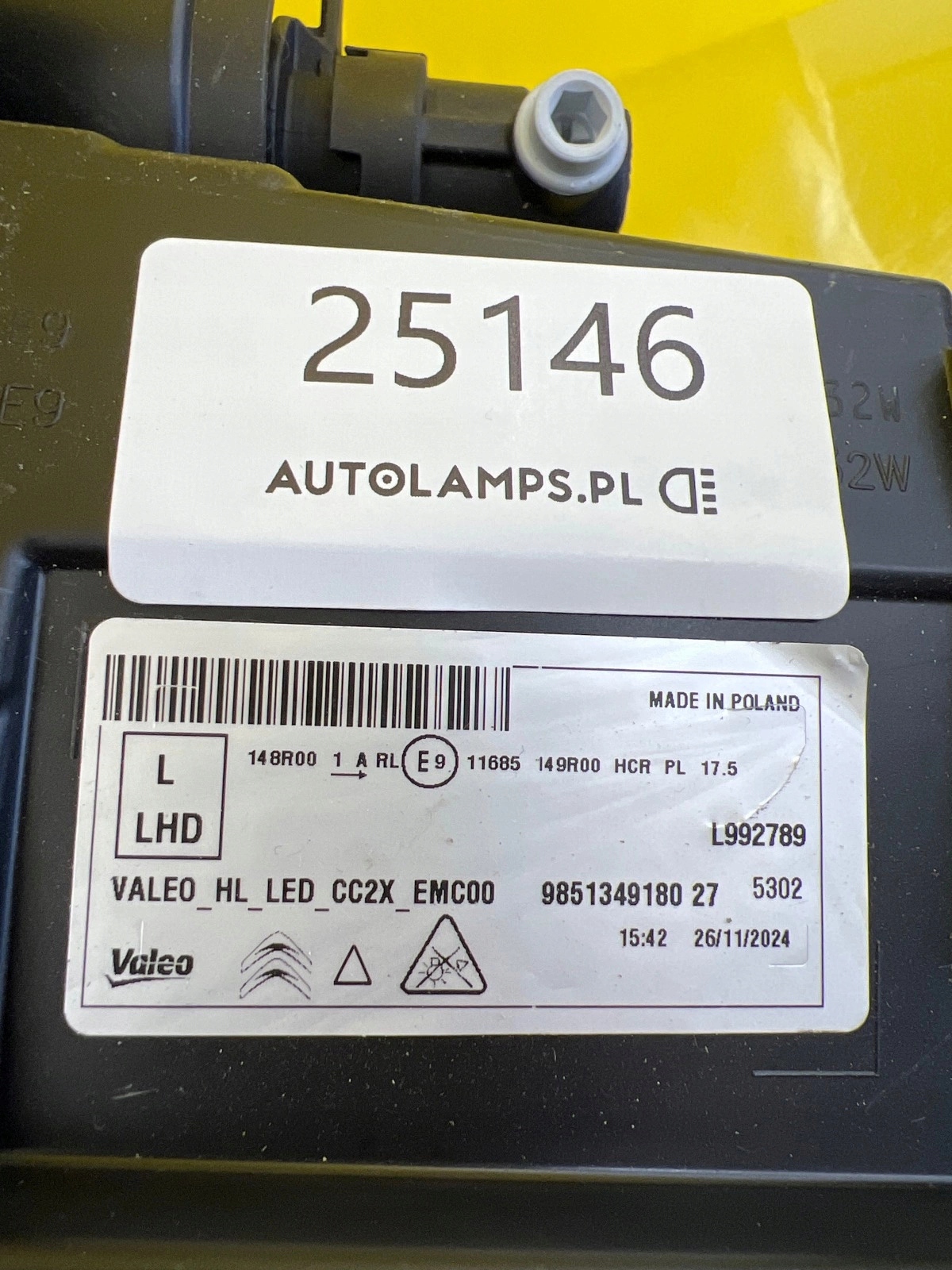 light left Citroen C3 IV E-C3 2024 Full Led 9851349180