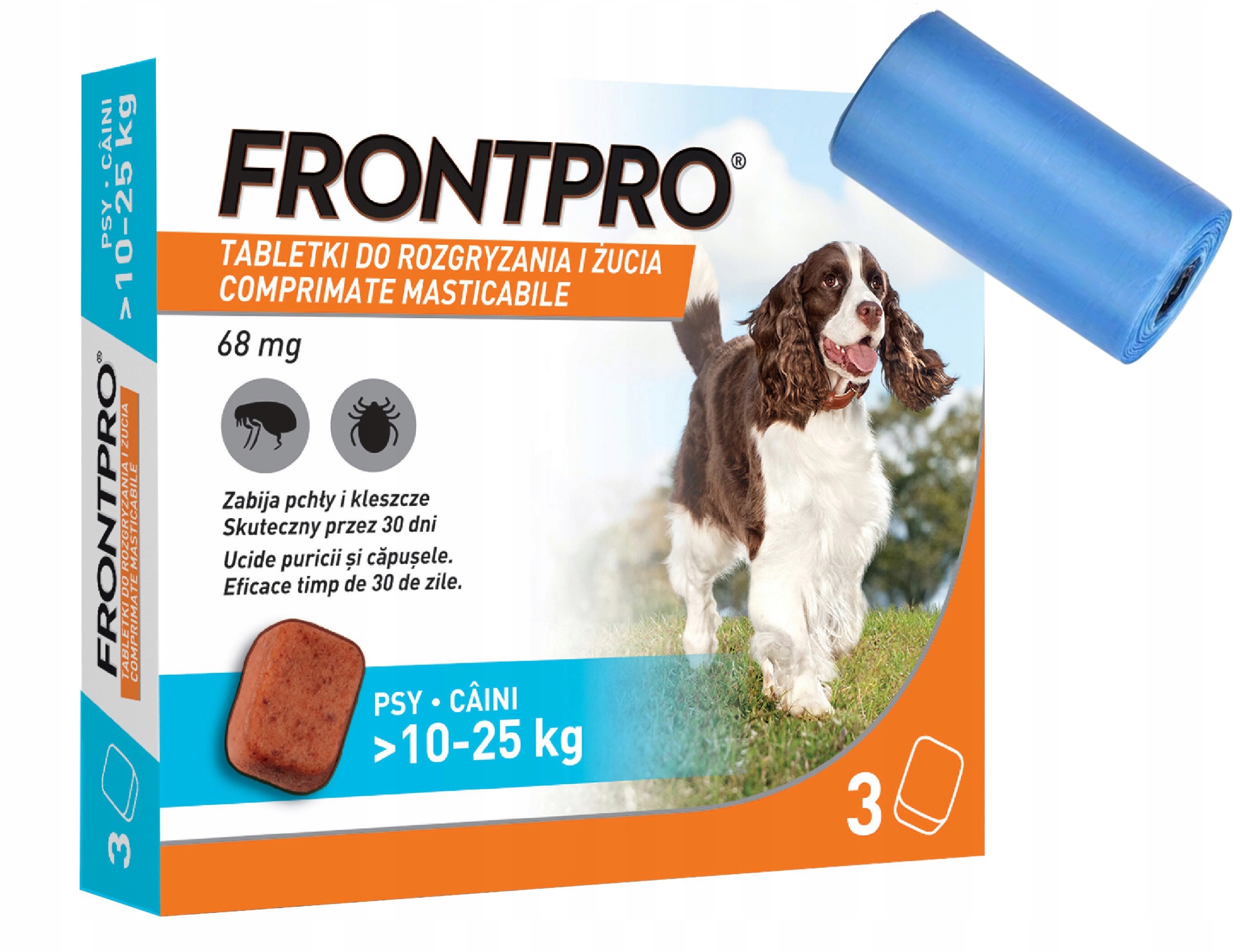 Frontpro Tabletki 3 sztuki rozmiar L dla psa 10-25 kg woreczki gratis!