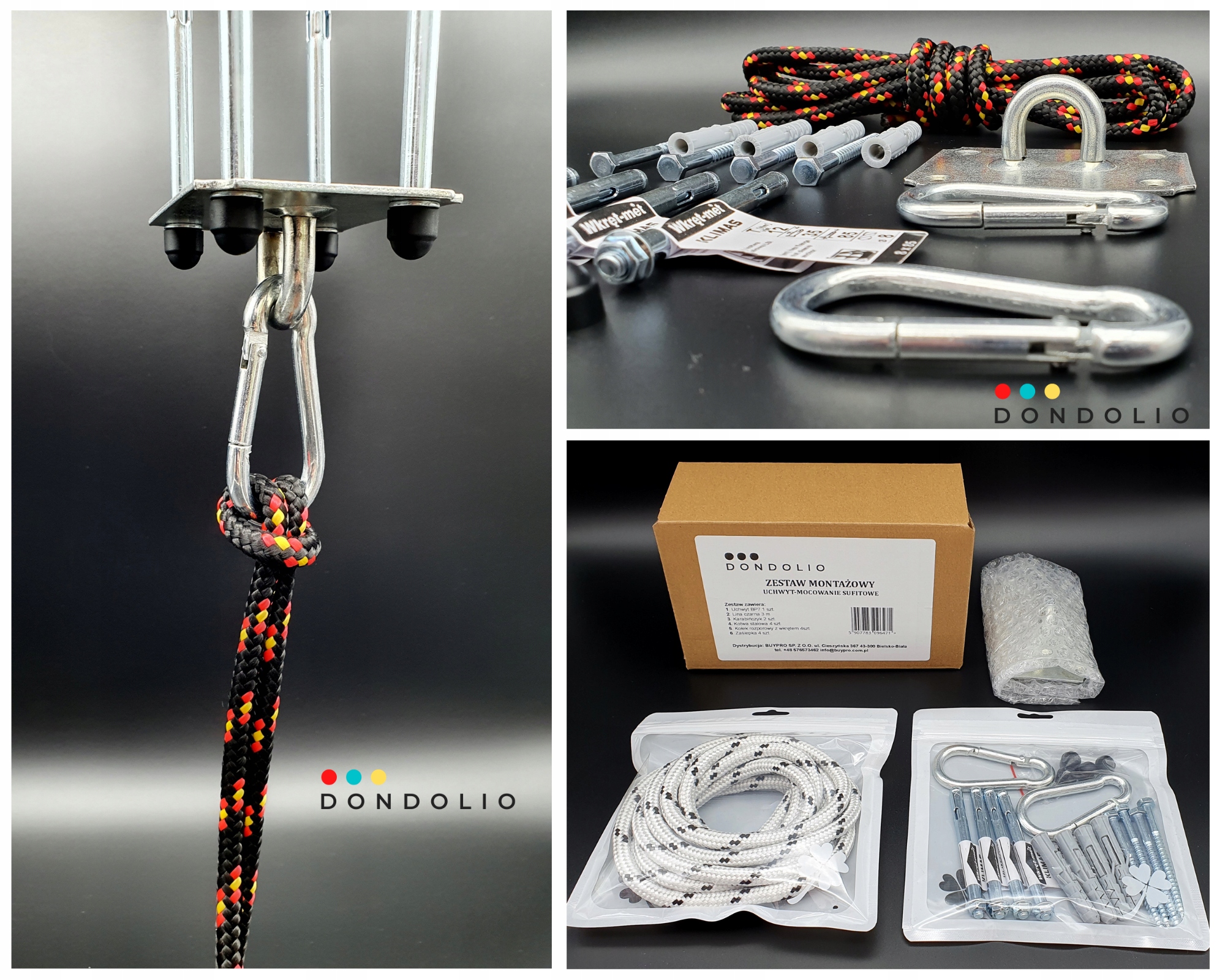 Mocowanie hak uchwyt na hamak huśtawka ZESTAW LINA EAN (GTIN) 5907783096471