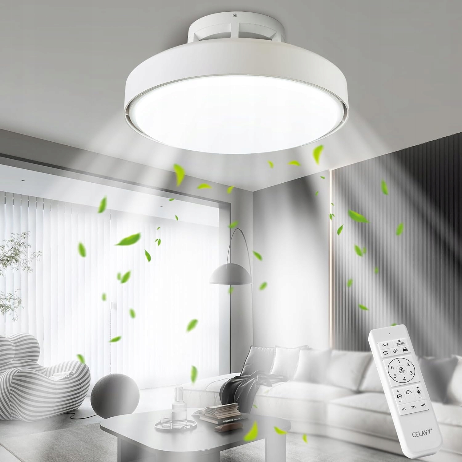 Bezlopatkový stropný ventilátor 74 W s svetlami a diaľkovým ovládaním, 51 CM