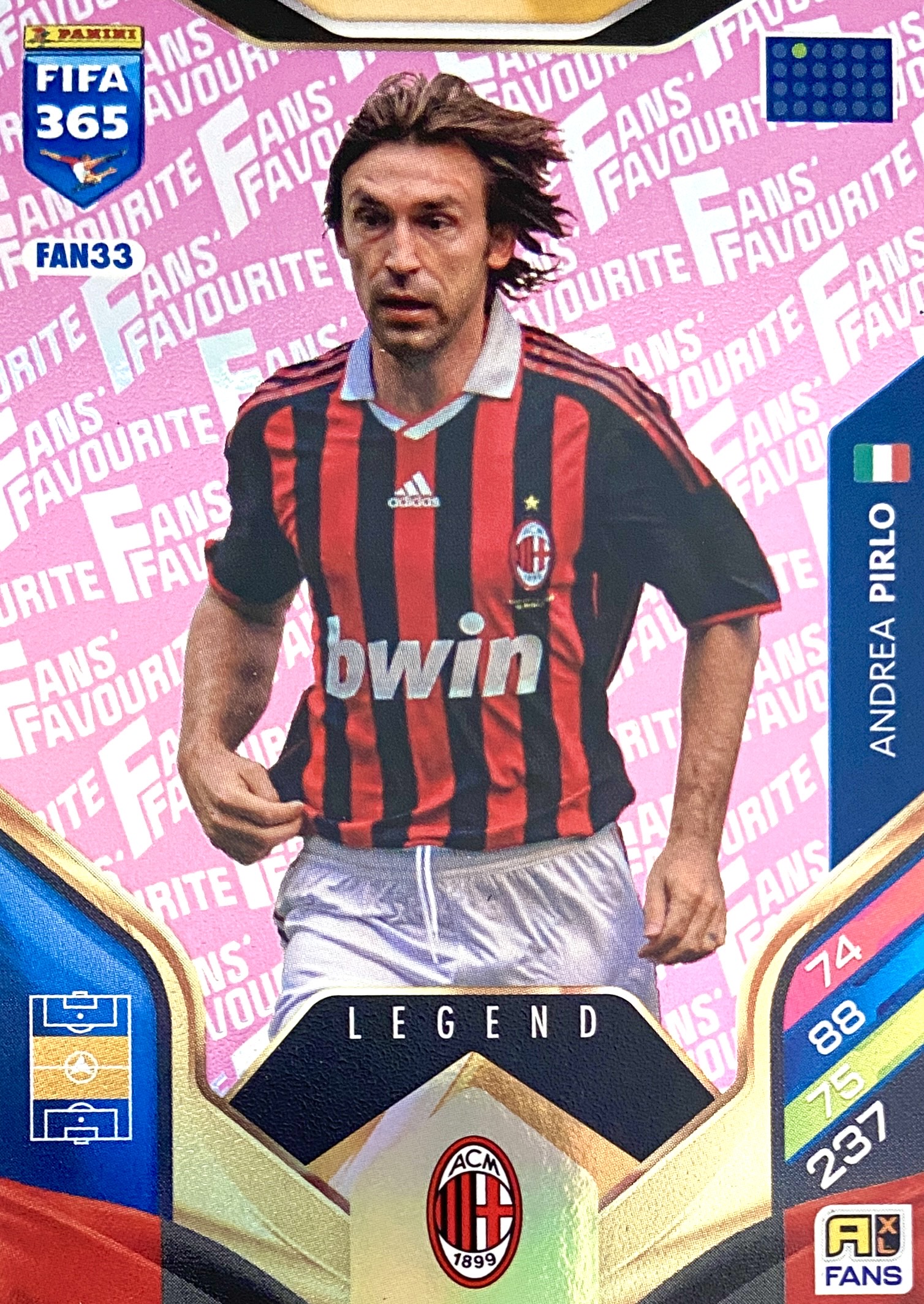 Panini Fifa 2026 Fans’ Favourite Pink Fan 33 Andrea Pirlo (ac Milan) Legend