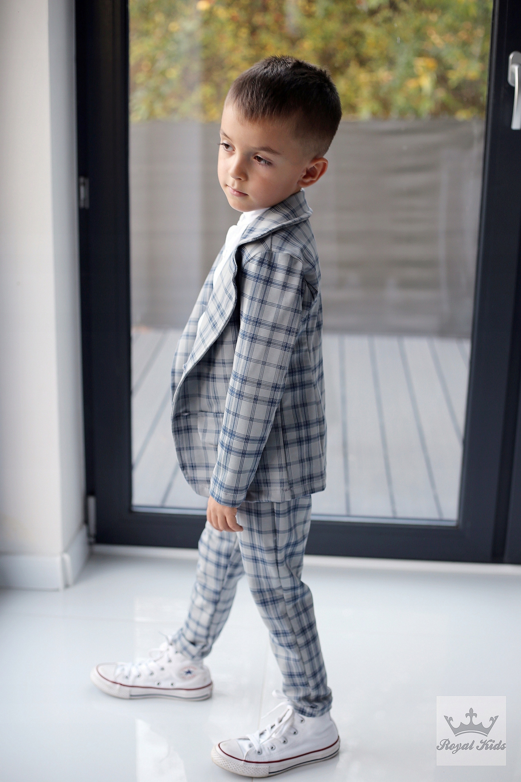 Garnitur dla CHŁOPCA w KRATĘ bawełniany 74 Płeć chłopcy