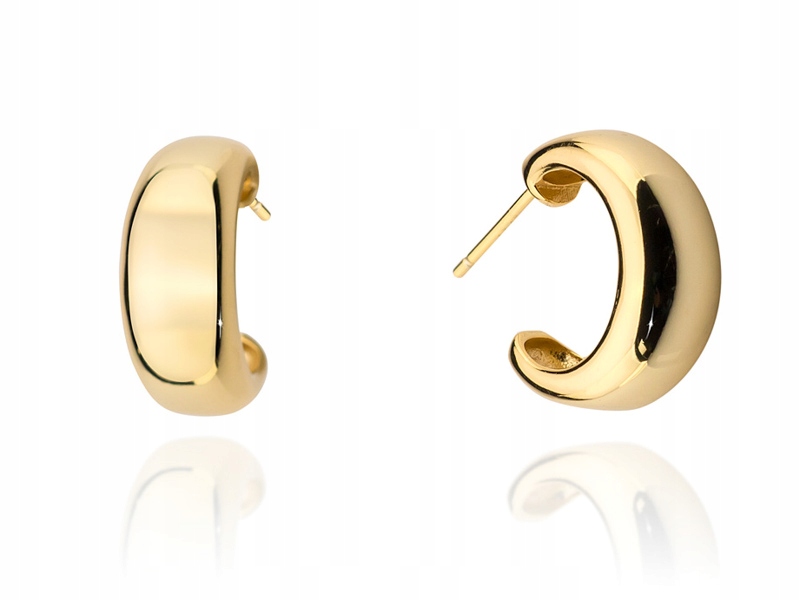 Pozlacené Náušnice p.925 Široká Kolečka Na Tyčinky