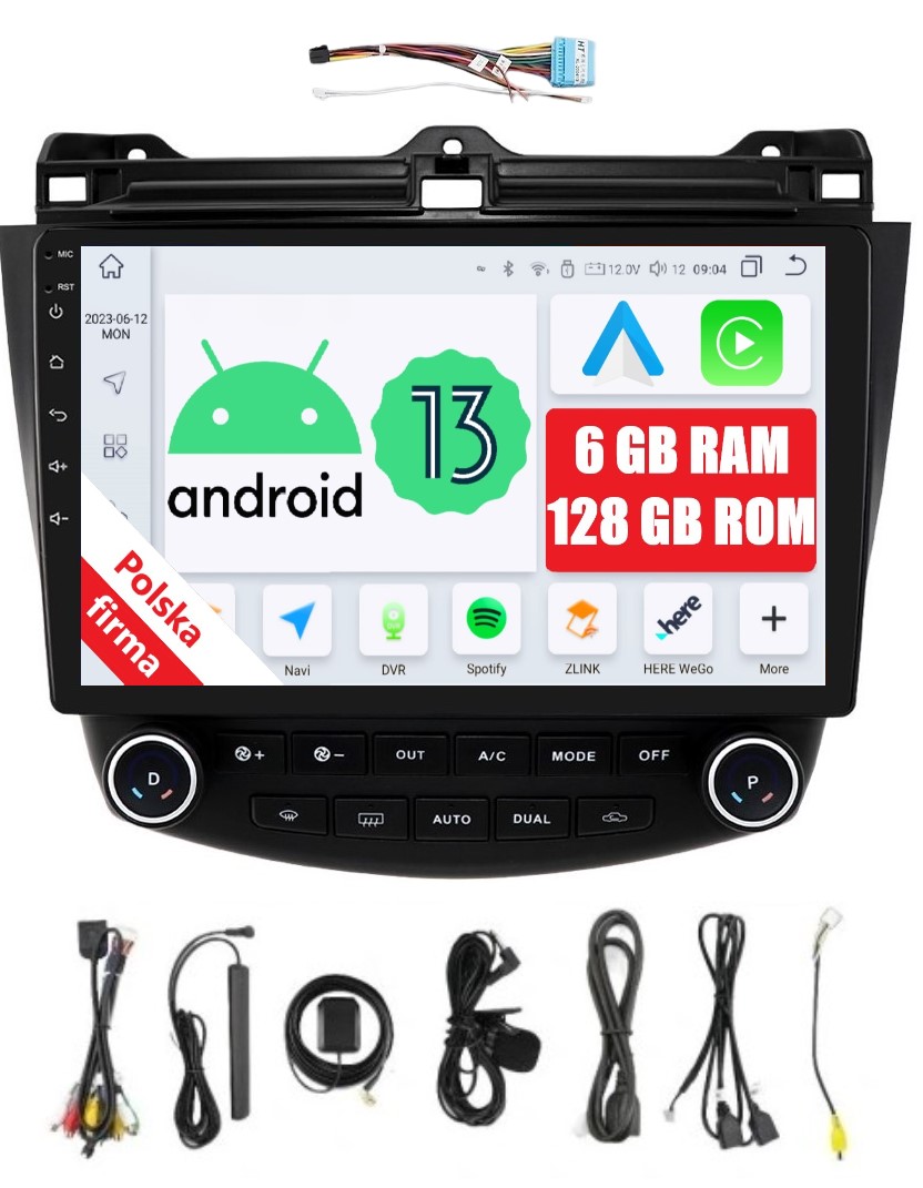 2DIN Autorádio Navigace Android Honda Accord 7 VII 6/128 Gb Dsp Carplay Lte