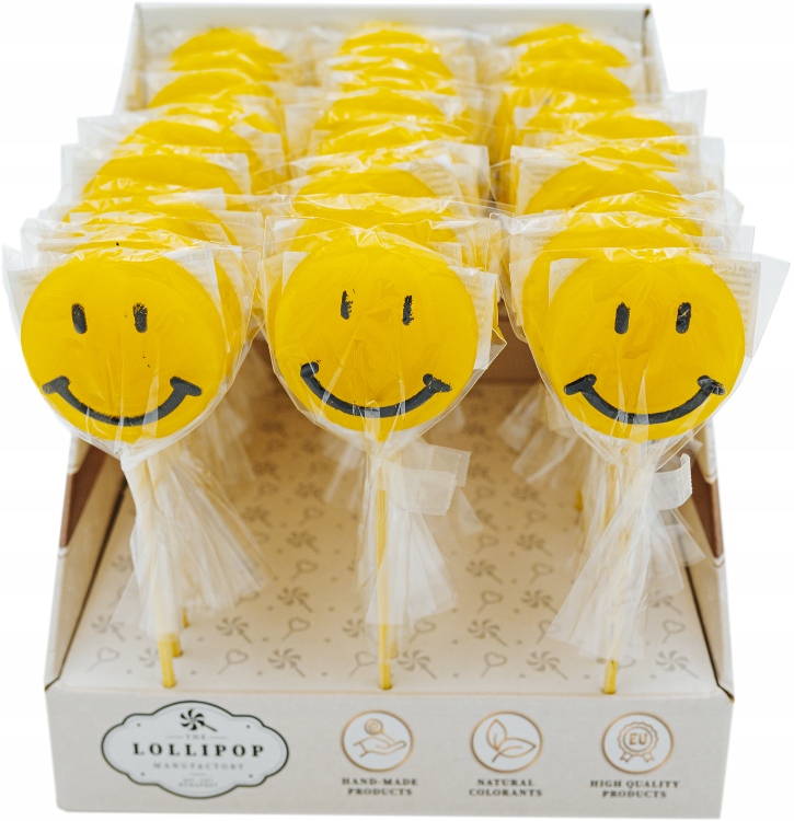 Levně Sladká galerie Lízátko karamelové s ovocnou příchutí Emotka 20g 42ks