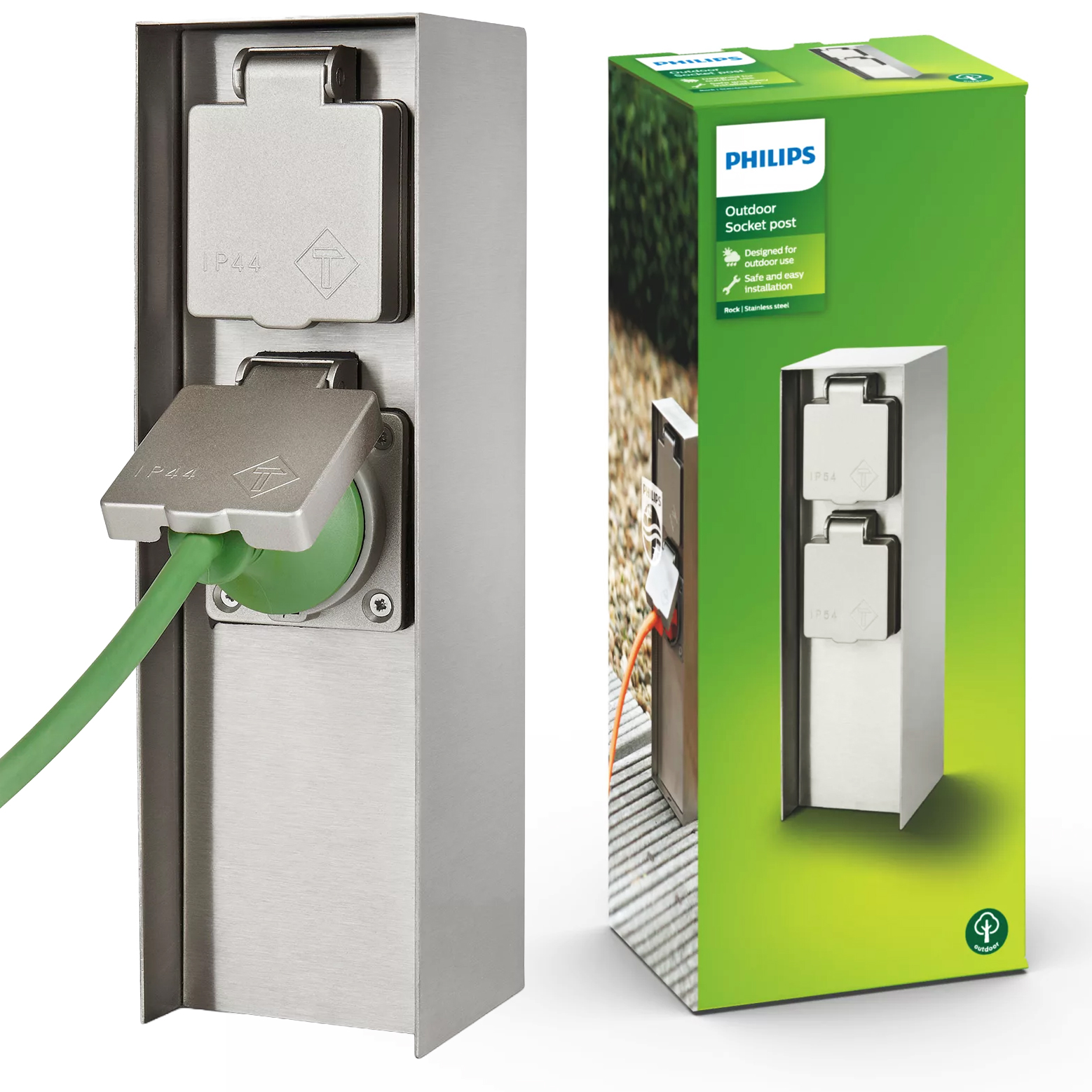 Elektrický zahradní sloupek 2x zásuvka 230V IP44 Hermetický Philips Rock