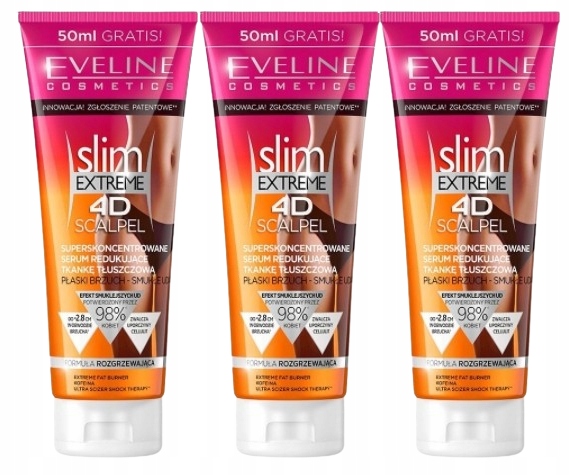 3 x Eveline Slim Extreme 4D Scalpel Serum 250 ml Extrakt z břečťanu Kofein