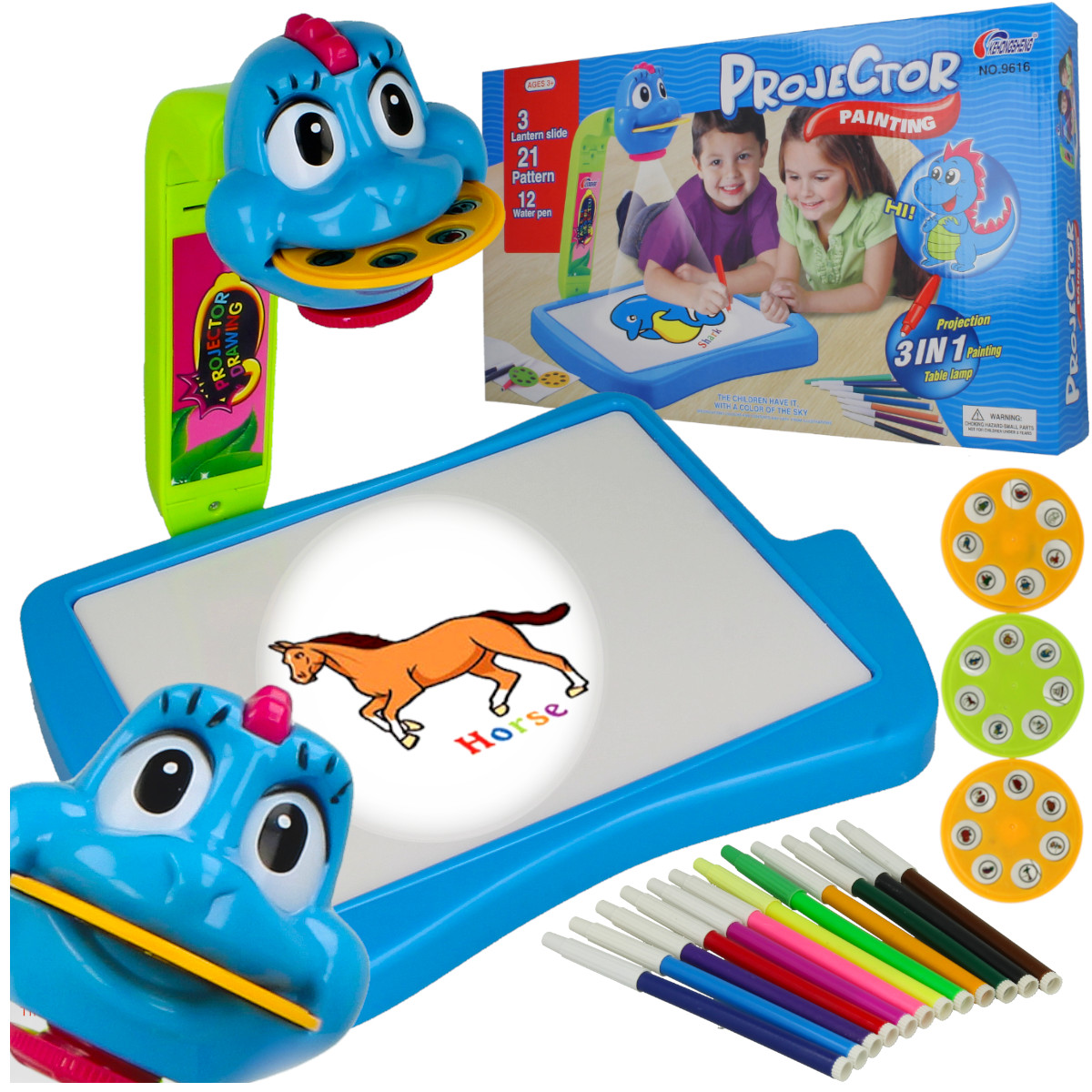 PROJEKTOR RZUTNIK TABLICA do nauki rysowania malowania ze slajdami mazakami Marka Stator