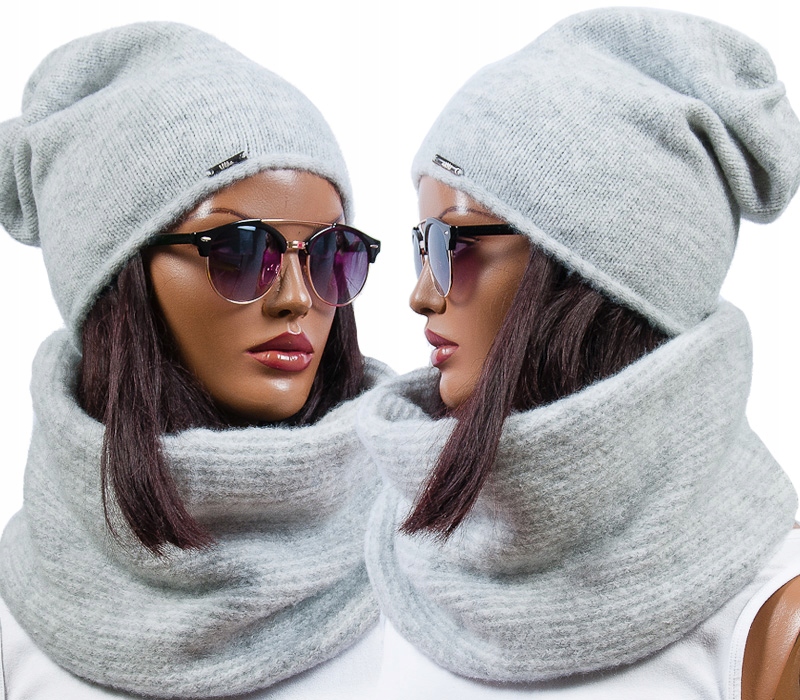 

Piękny Komplet Czapka Beanie + Komin szalik Kolory