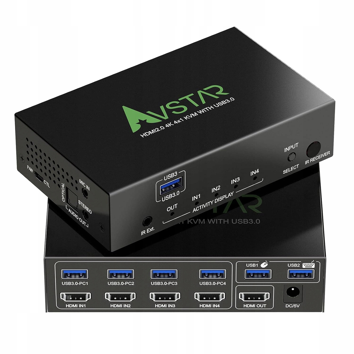 Přepínač Kvm Switch Hdmi 4K@60Hz 4 Port 4 v 1 Out s Usb 3.0 AVstar Ł452