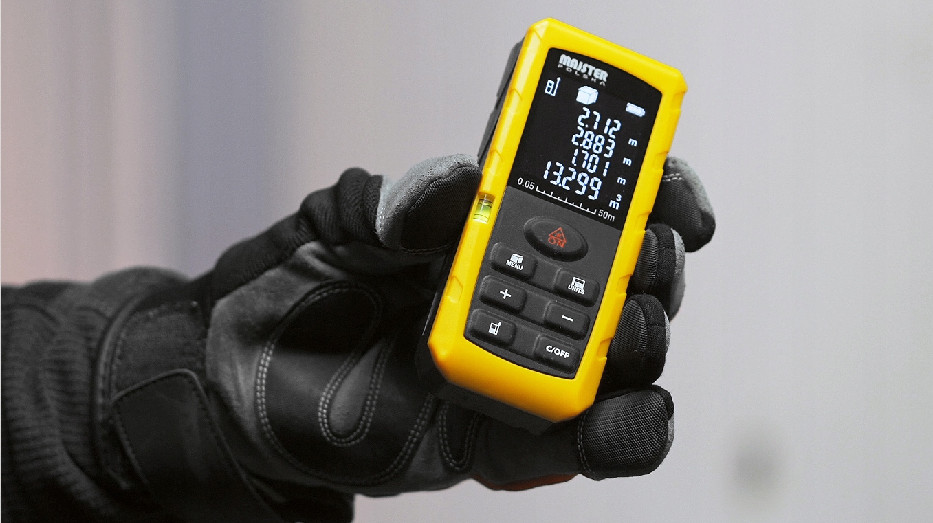 DALMIERZ LASEROWY MIERNIK ODLEGŁOŚCI CYFROWY 50M POZIOMICA KĄTOMIERZ GOLD Informacje dodatkowe obliczanie powierzchni