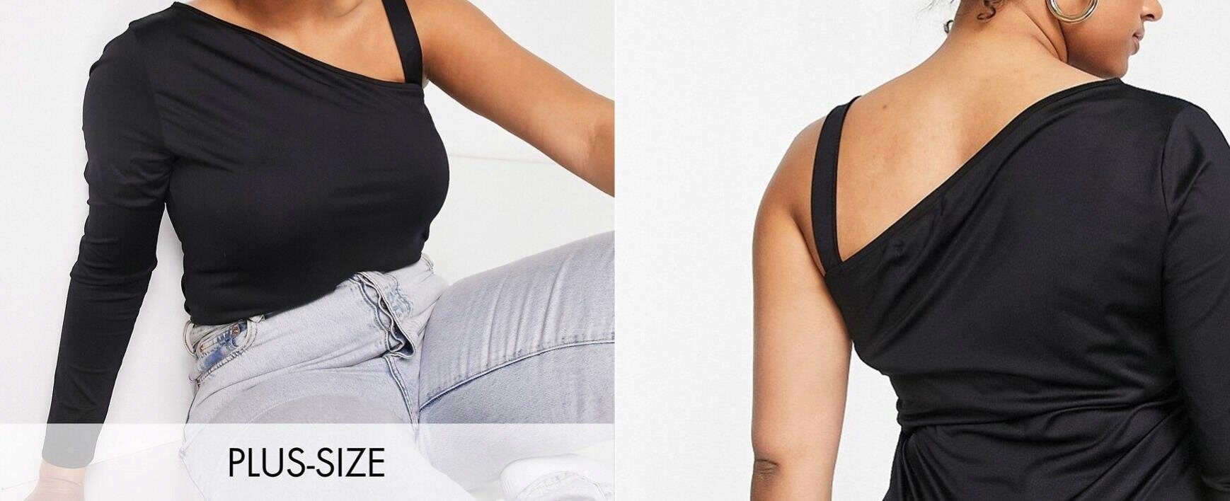 Threadbare Czarne body z jednym rękawem 3XL 46