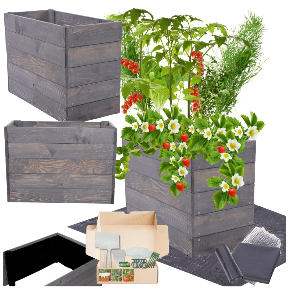 Dřevěný květináč zeleninový záhon záhon s vyvýšenou truhlou pařeniště 45x60x30