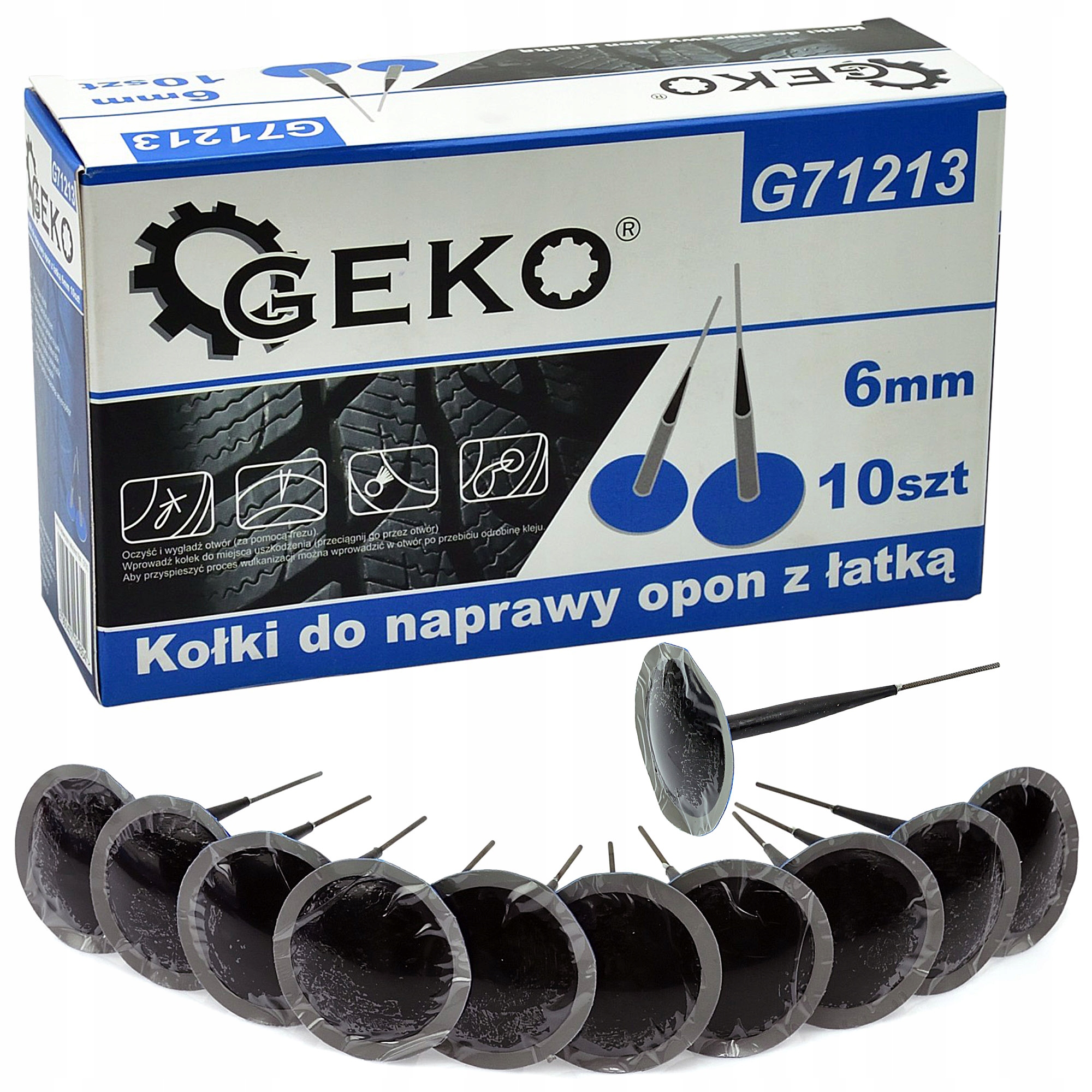 

Kołek kołki do naprawy opon 6mm Łatki Zestaw 10szt