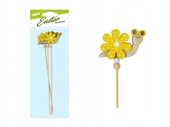 ŚLIMAK NA PATYKU KWIATEK ŻÓŁTY 28CM 3SZT