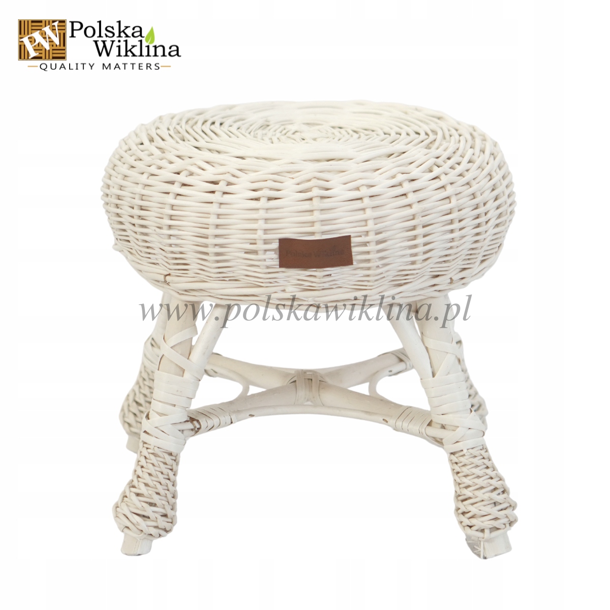 

Taboret wiklinowy mały 30 cm biały