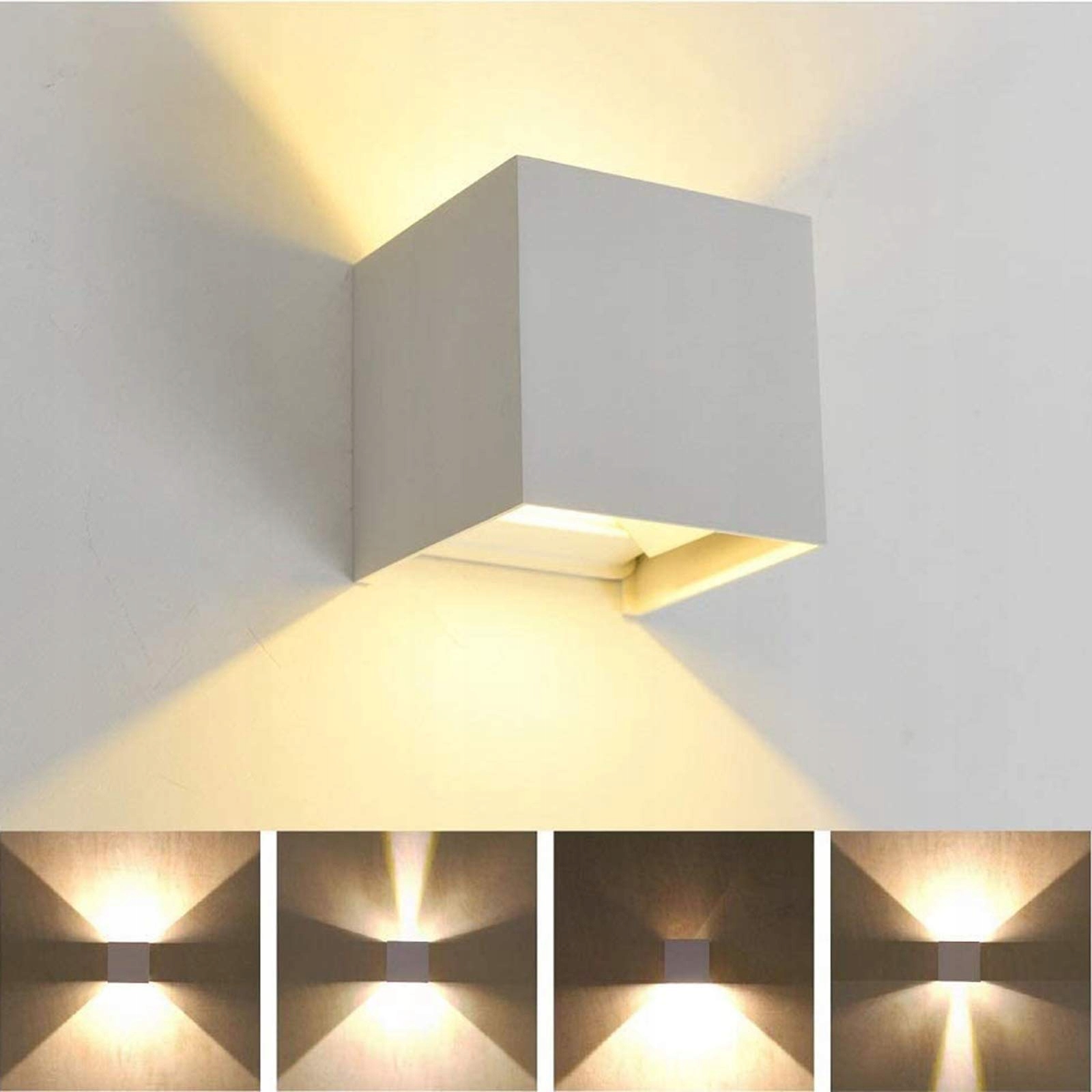 Lampa Ścienna LED Zewnętrzna Regulowany Kąt Biała Alu 2 Szt 6W IP65 FUPE — miniatura 9